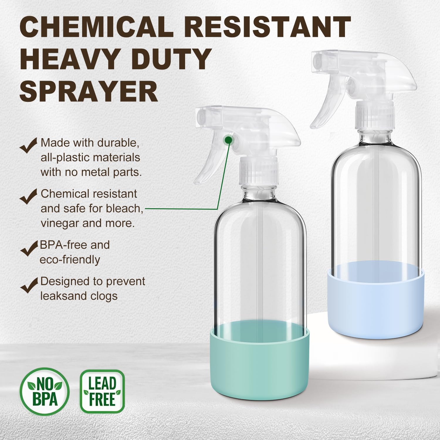 Glass Spray Bottles with Silicone Sleeves (2 Count)