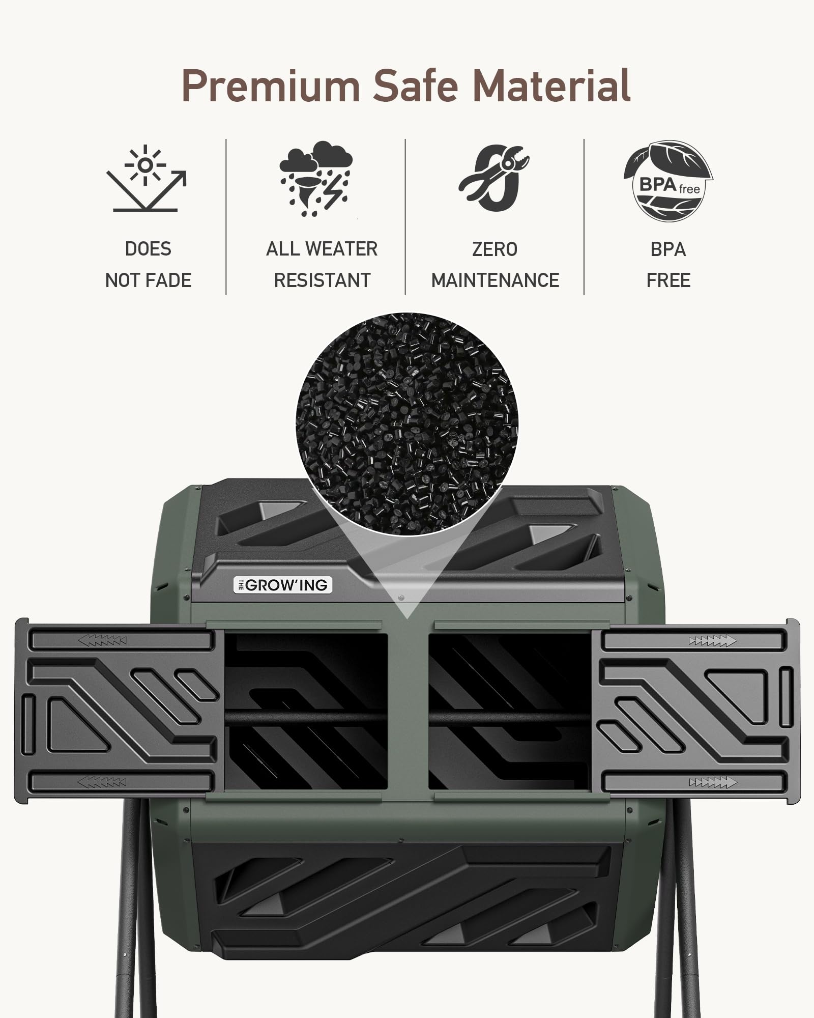THE Growing 43 Gal Outdoor Compost Bin Tumbler for Backyard Garden