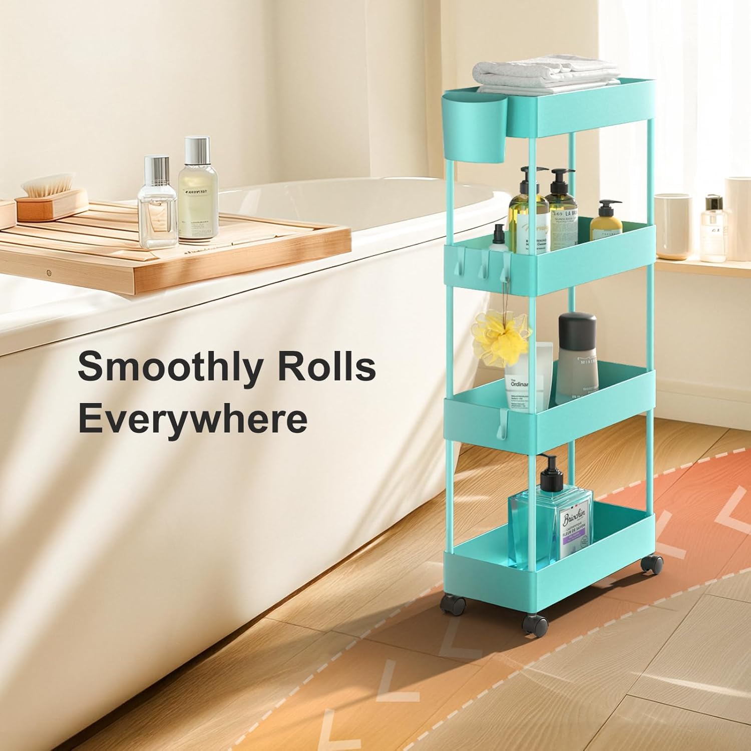 4 Tier Slim Storage Cart with Wheels