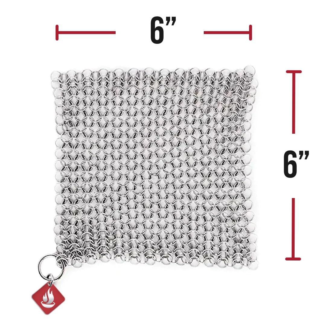 Knapp Made CM Scrubber 6" x 6" Small Ring Chainmail Cast Iron Scrubber