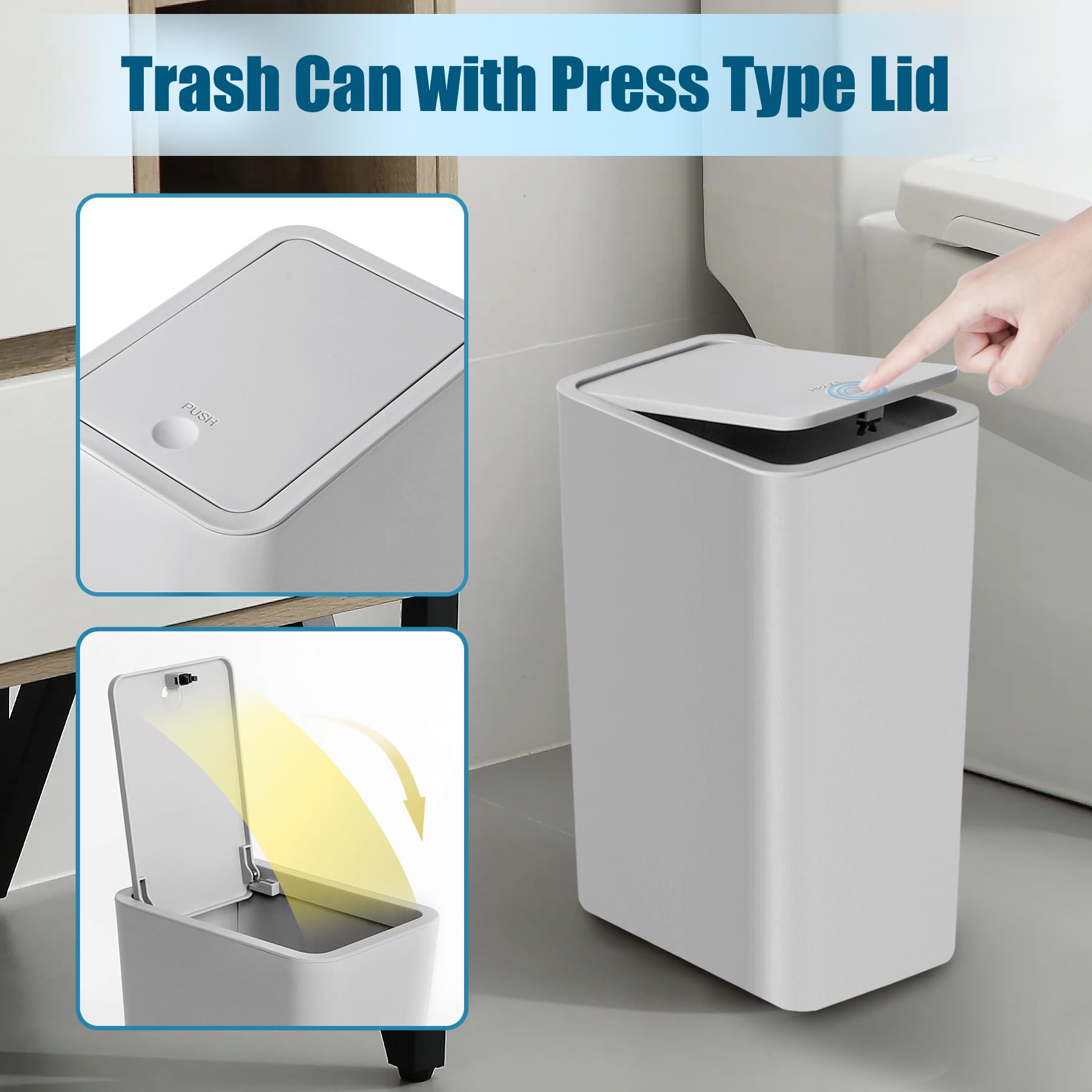 Bathroom Trash Can with Lid