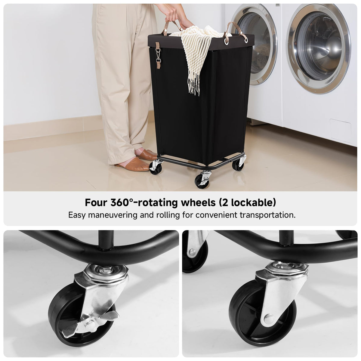 110L Laundry Basket with Wheels