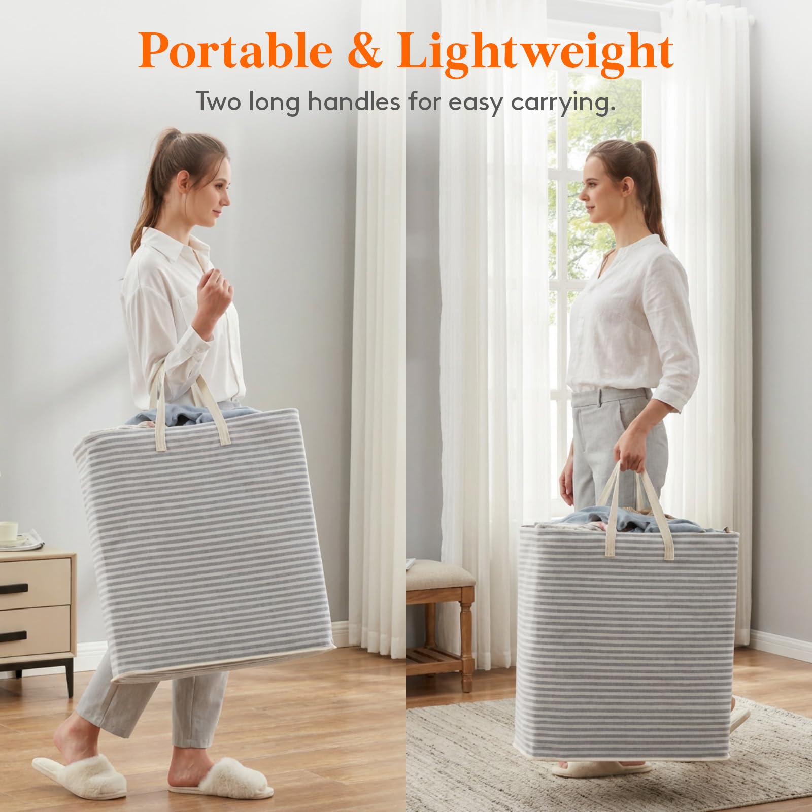 105L Large Collapsible Laundry Basket with Extended Handles