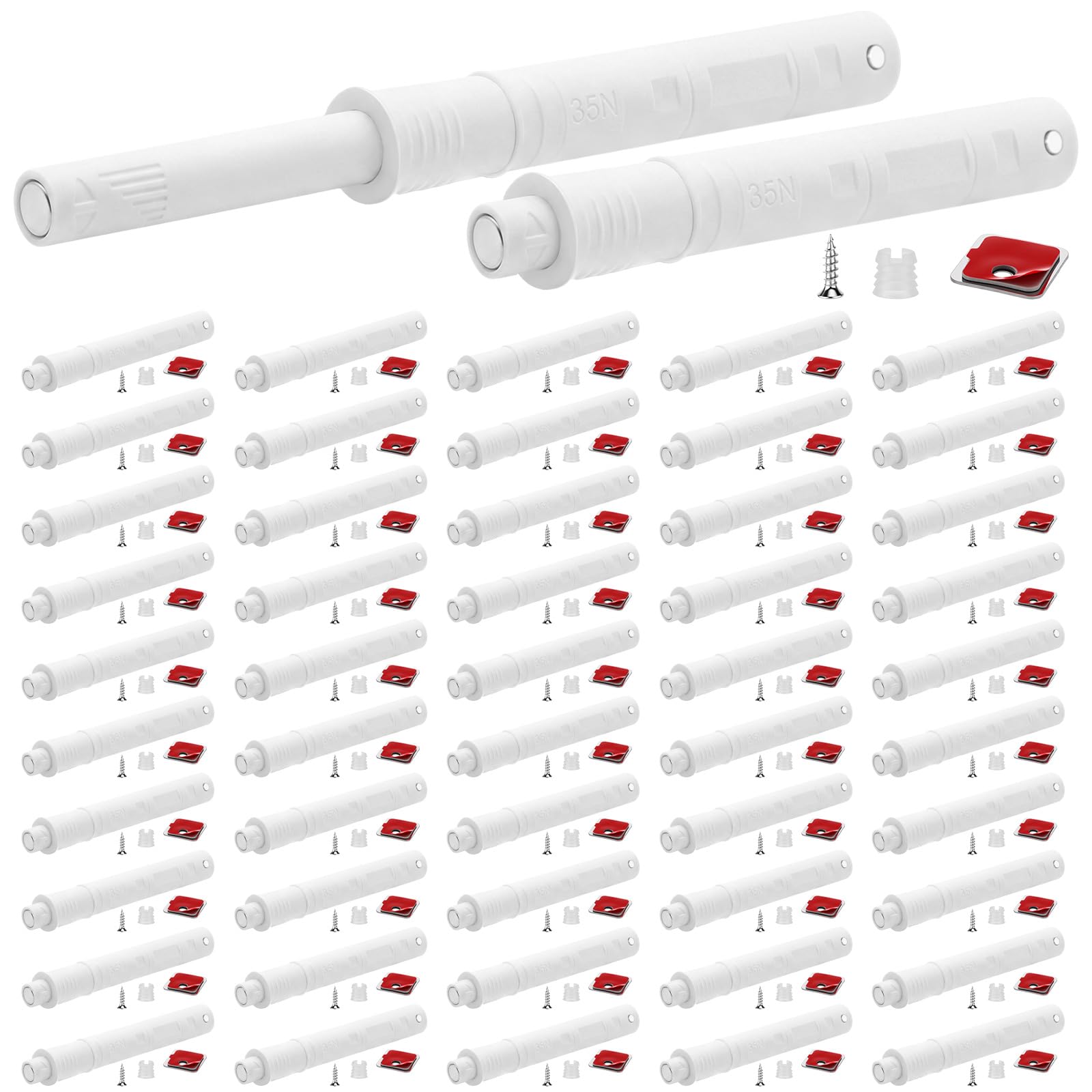 50 Pack Magnetic Push Latches for Cabinet Door Long Push to Open Cabinet Hardware Pop up Lock Magnetic Latch for Closet Cupboard Wine Rack Dresser Drawer (50 Count)