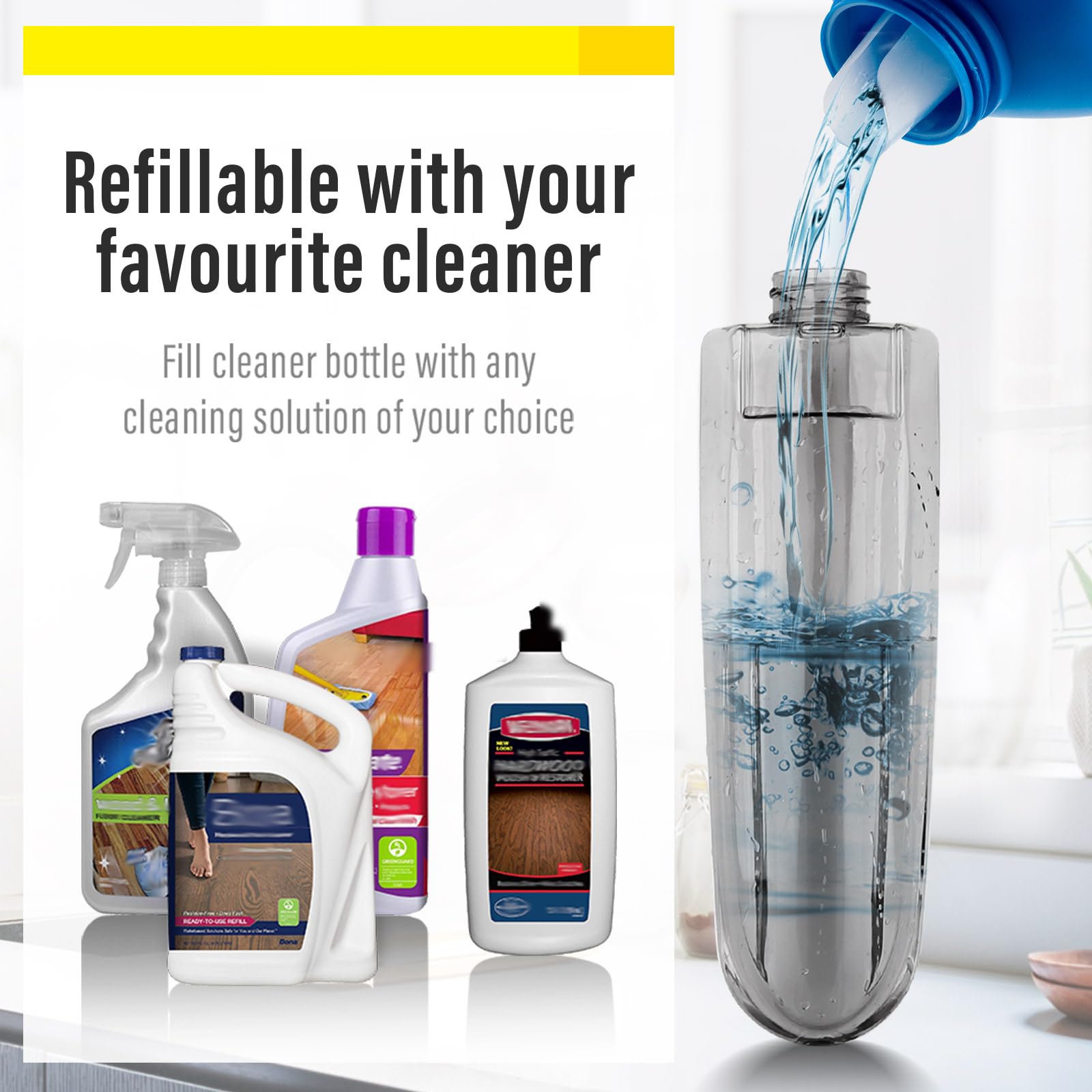 Wet Spray Mop for Floor Cleaning with 14 oz Bottle & 3 Microfiber Pads