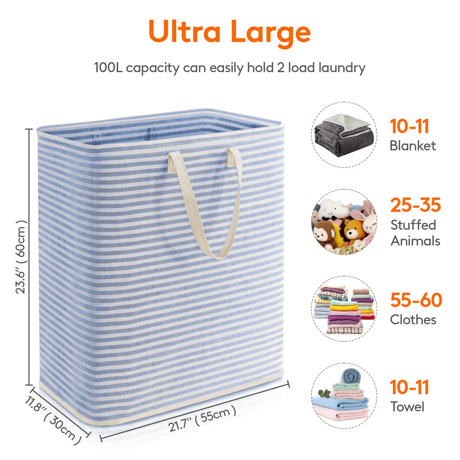 1 Pack Laundry Basket 100L Each