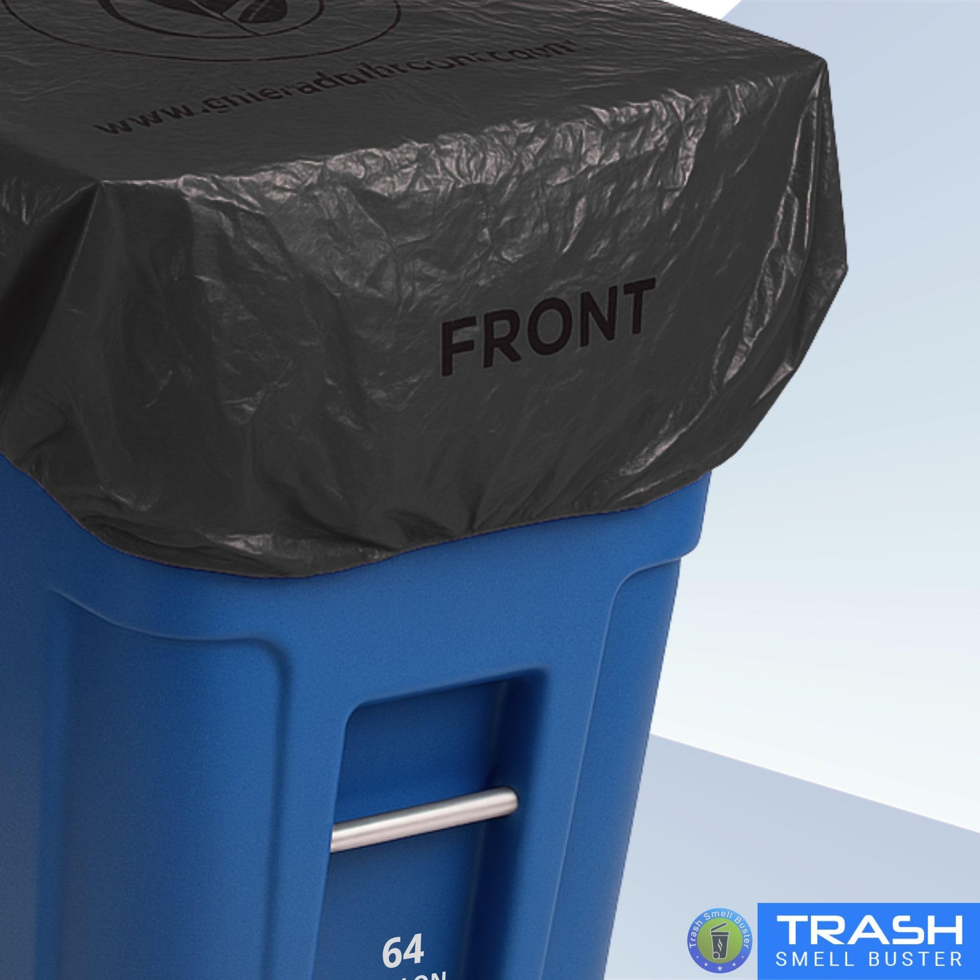 Trash Can Smell Eliminator Cover Odor Eliminating Bag with Optional Straps Lemon Scented Durable Chemical Free 64 Gallon 2 Pack (2 Count)