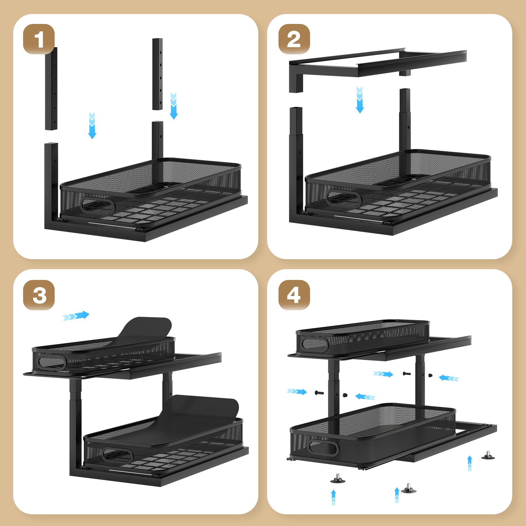 1 Pack Under Sink Storage Organizer with 2