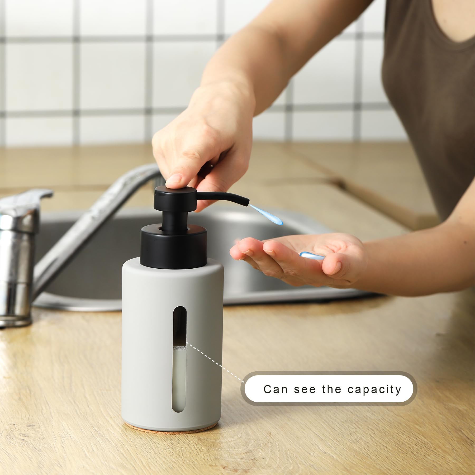 Light Gray Soap Dispenser with Window