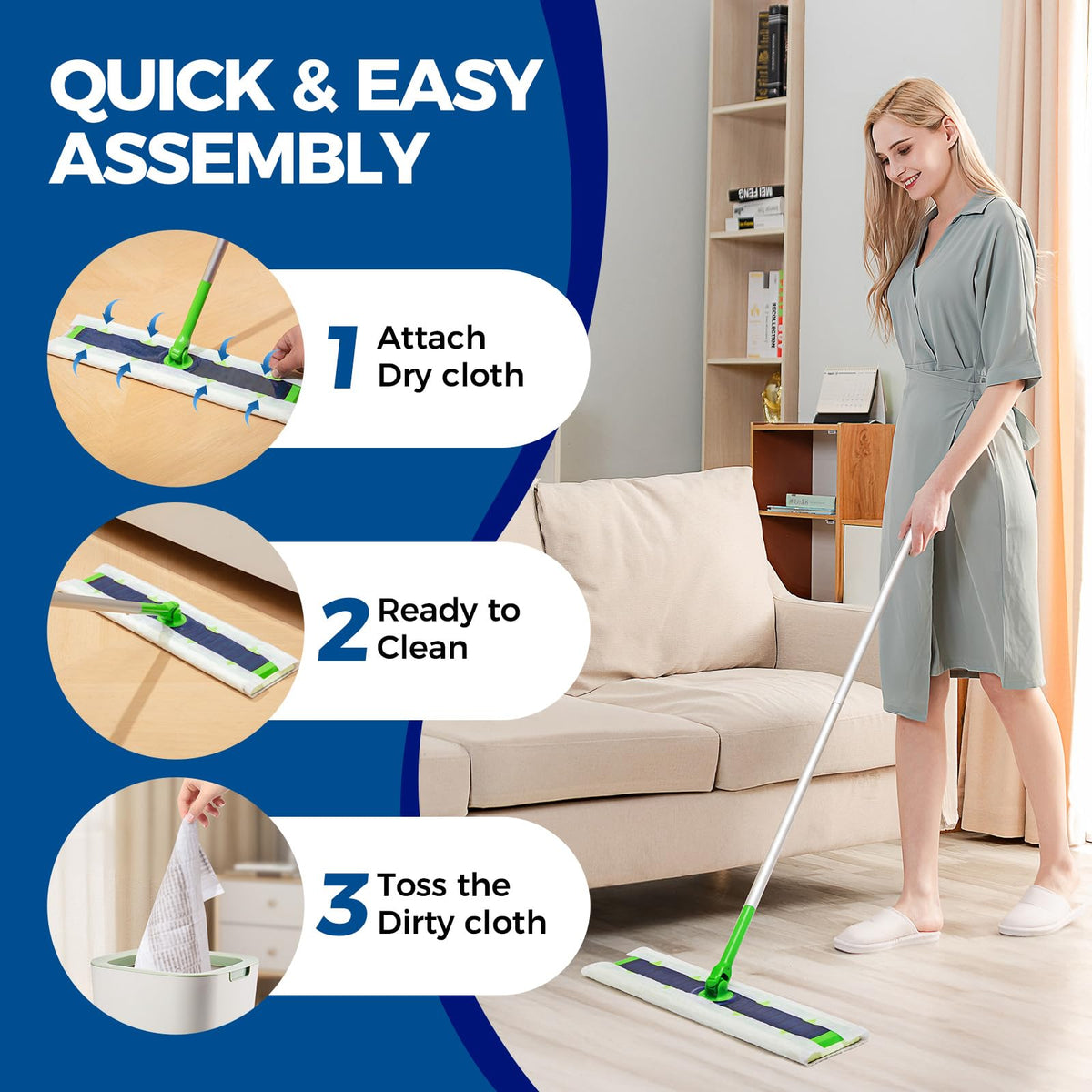 XL Dry Mop Refills Dust Sweeping Cloths Disposable Mop Pads for XL Sweeper X Large Floor Cleaning Mop Refills (40 Count)