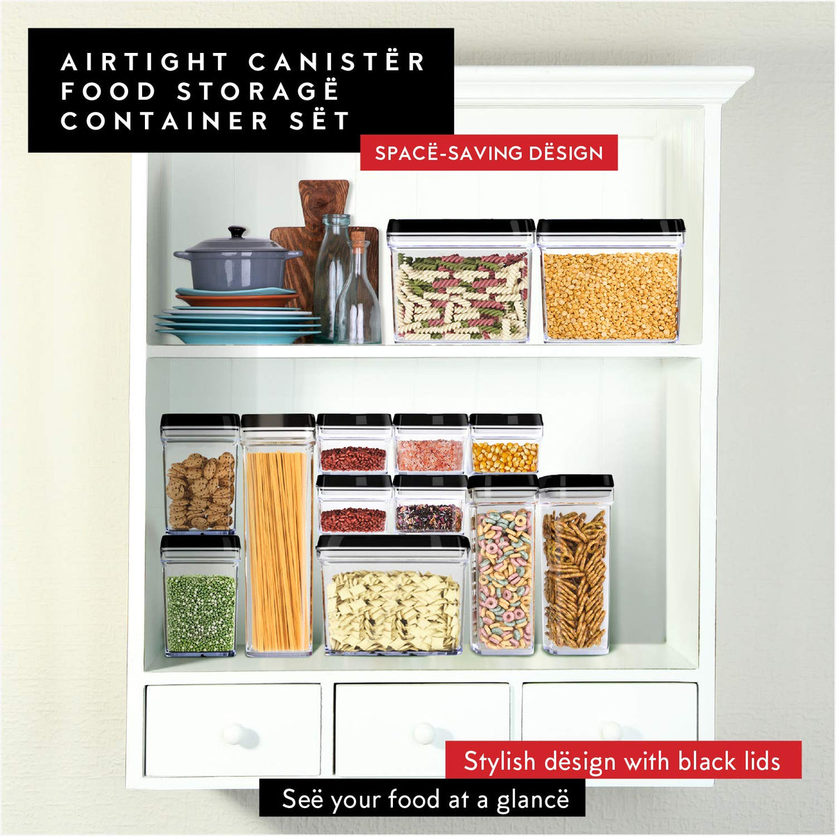 Pasta Storage Containers for Pantry Airtight (2 Count)