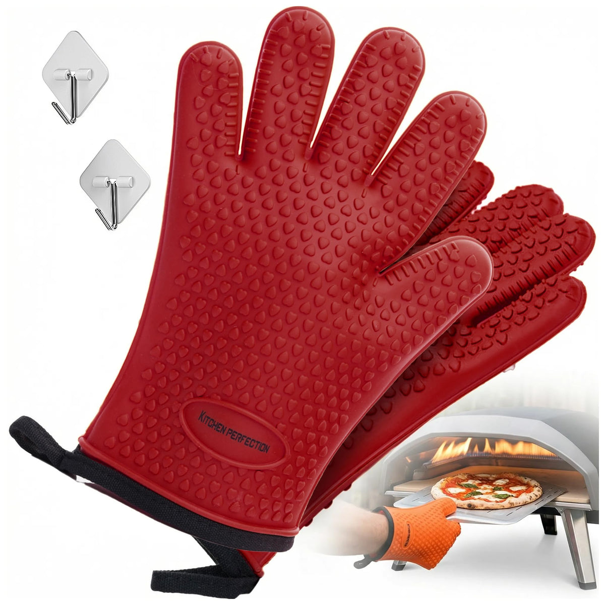 XL Silicone Pizza Oven Gloves Heat Resistant Oven Mitts