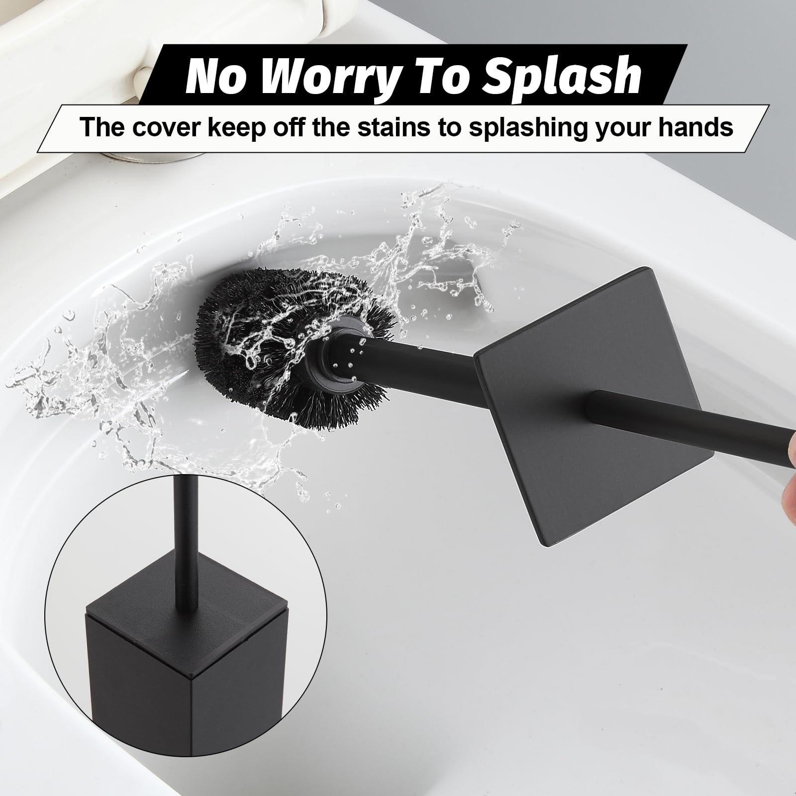 Toilet Brush with Holder Set Matte Black Aluminium Standing for Bathroom Toilet Bowl Cleaner Brush and Holder Set