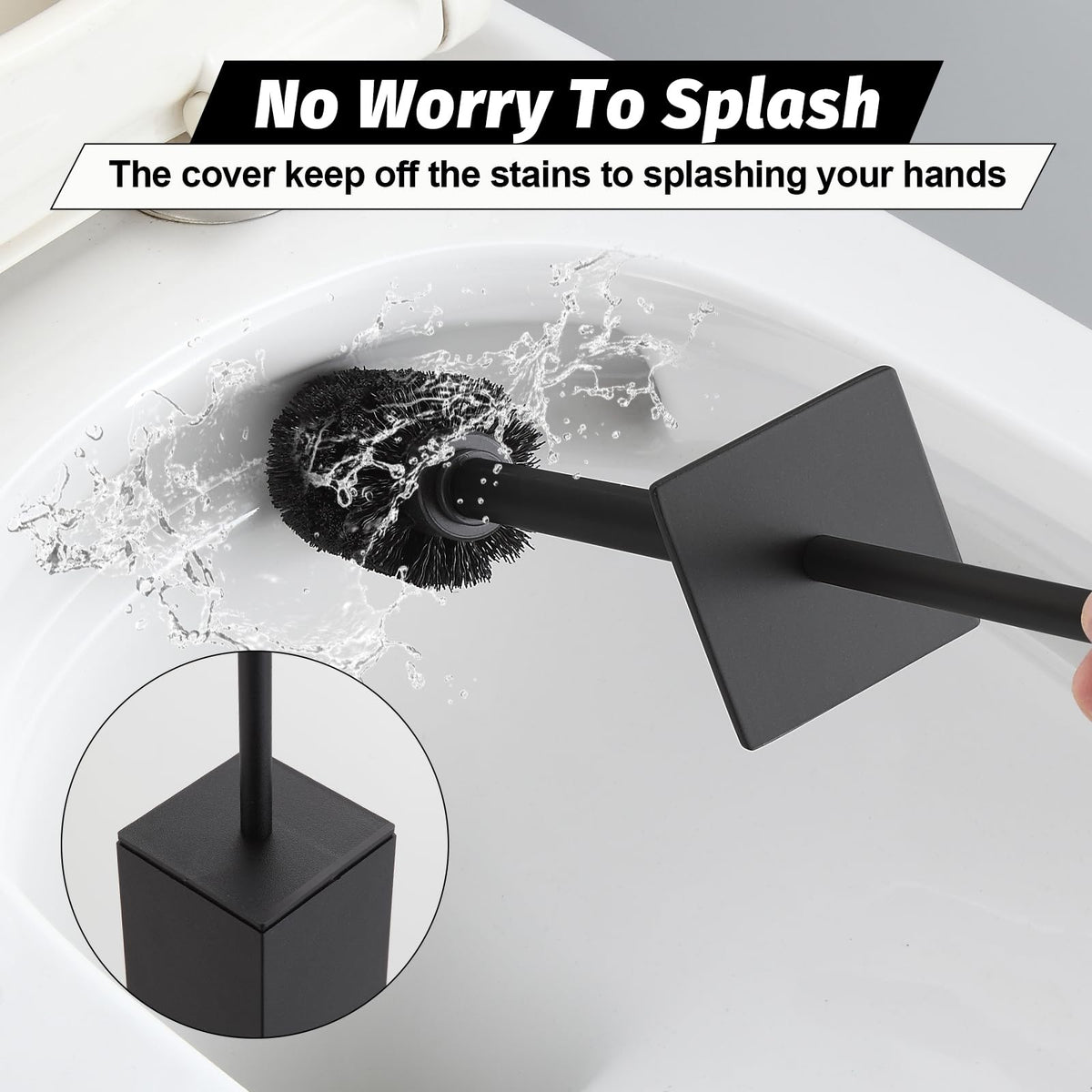 Toilet Brush with Holder Set Matte Black Aluminium Standing for Bathroom Toilet Bowl Cleaner Brush and Holder Set