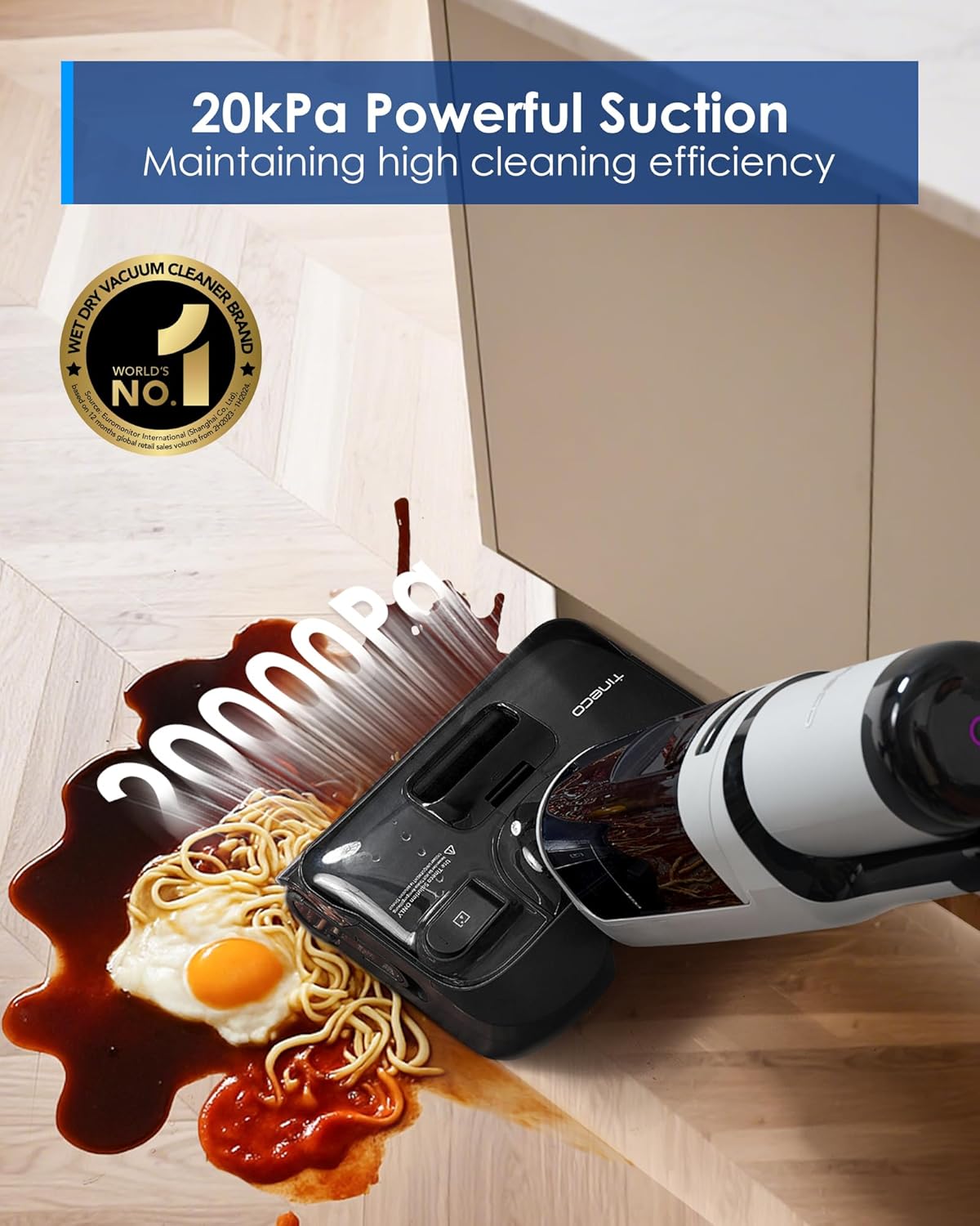 Tineco Floor ONE i5 Stretch Wet Dry Vacuum Cleaner, Vacuum & Mop in One Step, 20kpa Powerful Suction, 180° Lay-Flat Design, Anti-Tangle Design, Dual-Sided Edge Cleaning, Up to 30* Minutes Runtime - ModHome Supplies