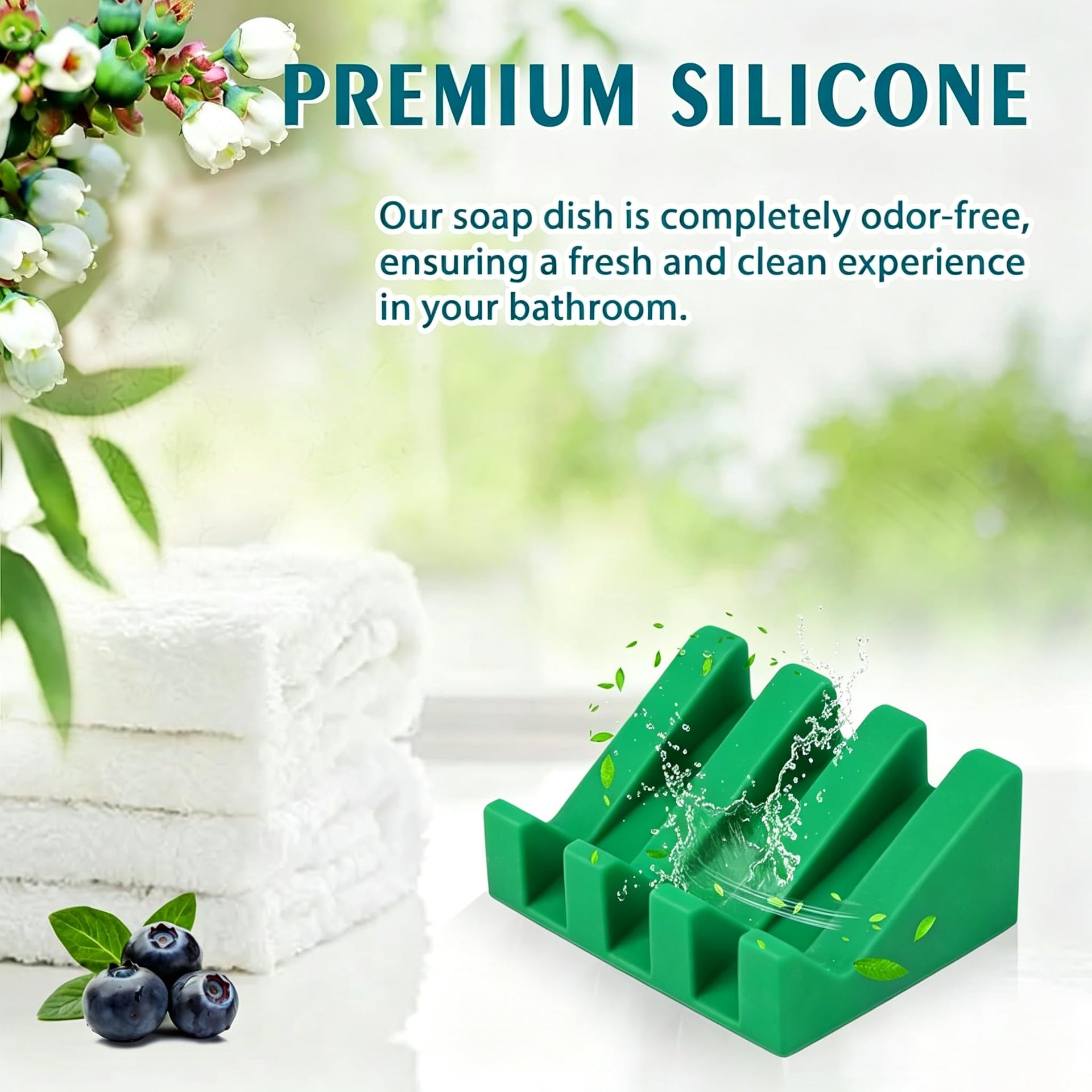 Silicone Soap Dish Self Draining with Suction Cups