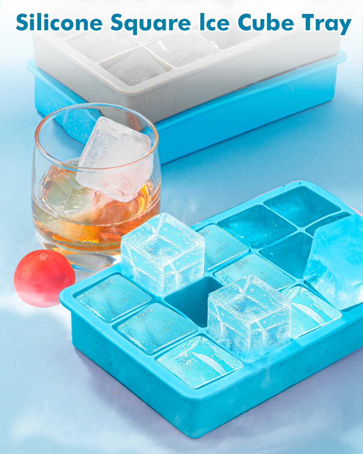 Silicone Ice Cube Trays for Freezer Set of 2