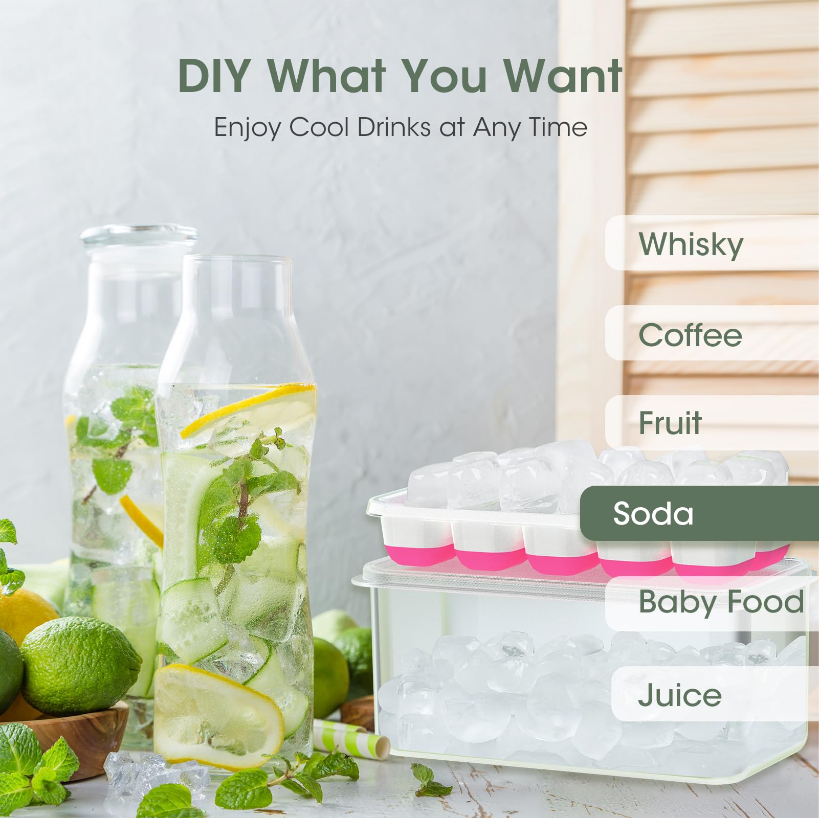 Ice Cube Tray with Lid and Bin (4 Count)