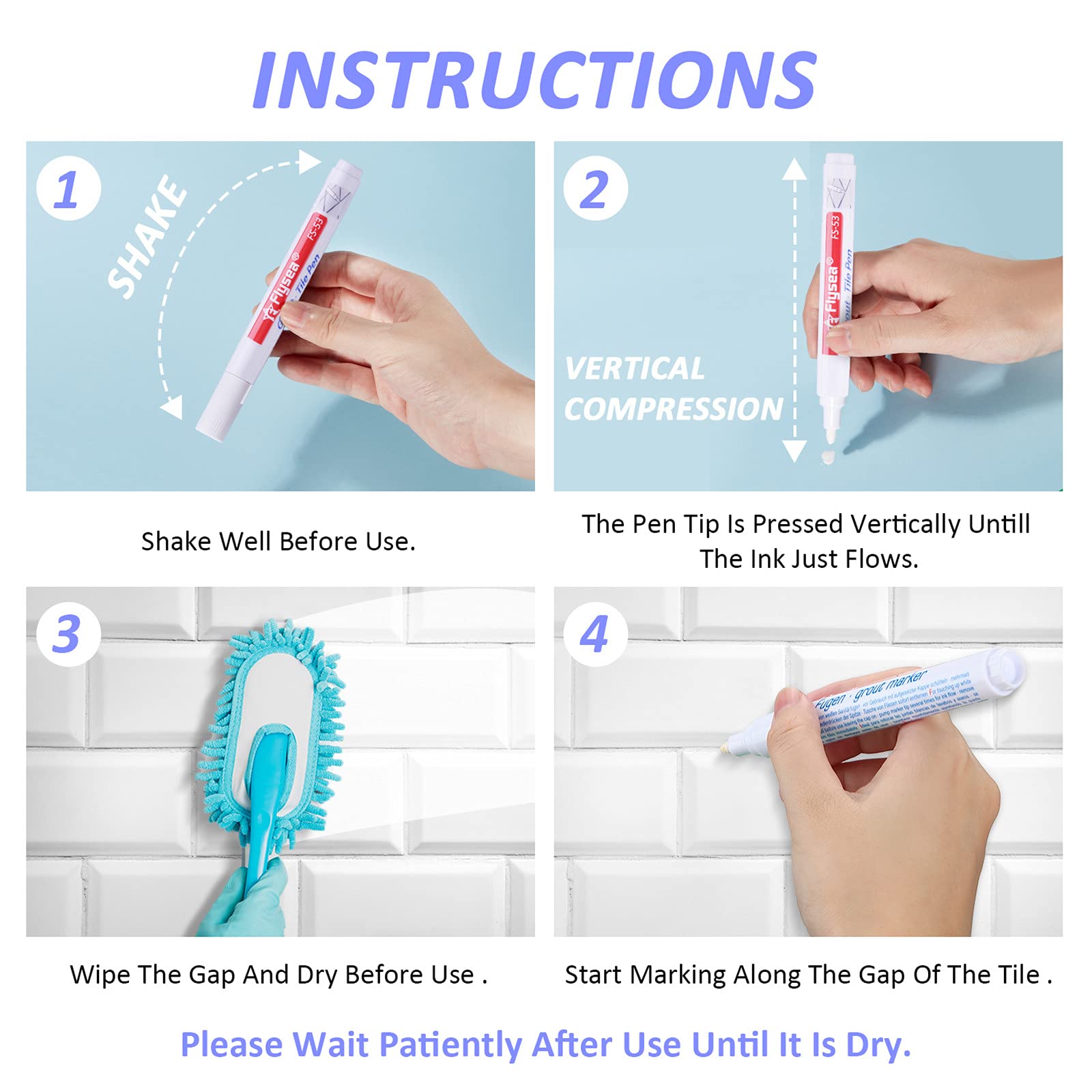 12 Pieces Grout Tile Pen Grout Restorer Pen Renew Repair Marker for Tile Wall Floor (12 Count)