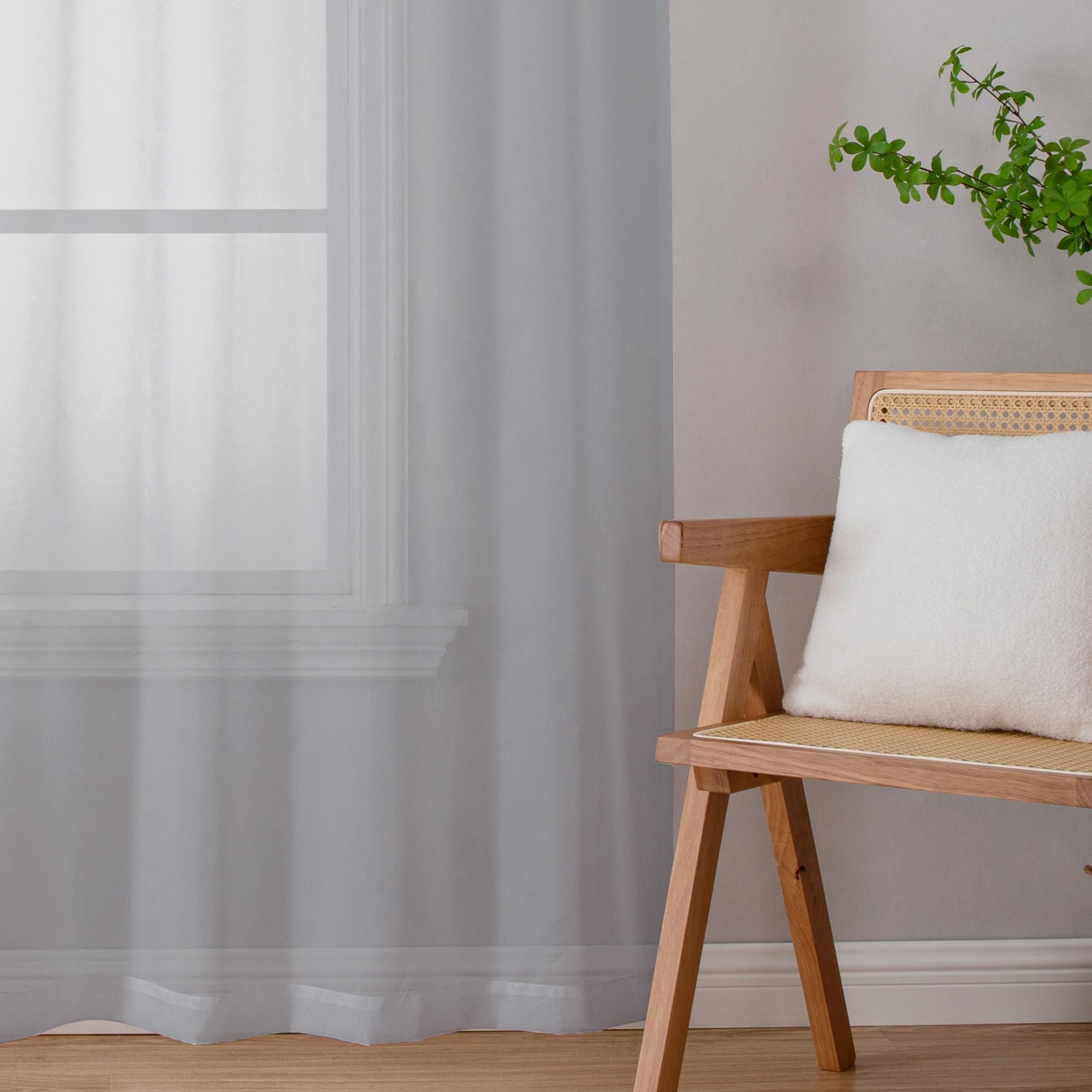 Light Grey Sheer Curtains 72 Inch Length 2 Panels (2 Count)