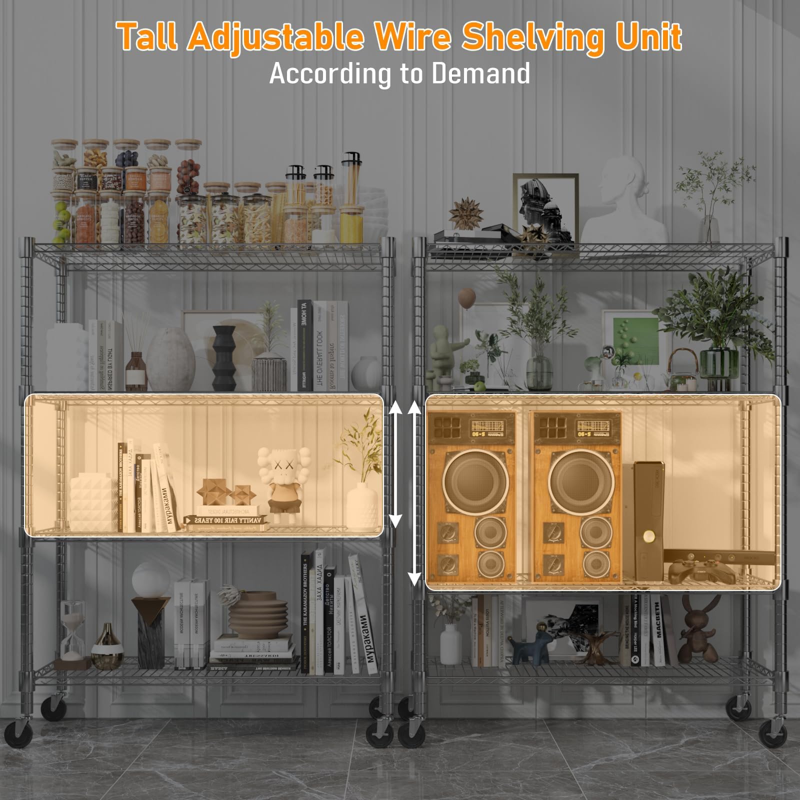 4 Tier Heavy Duty Steel Wire Rack Storage Shelving (4 Count)