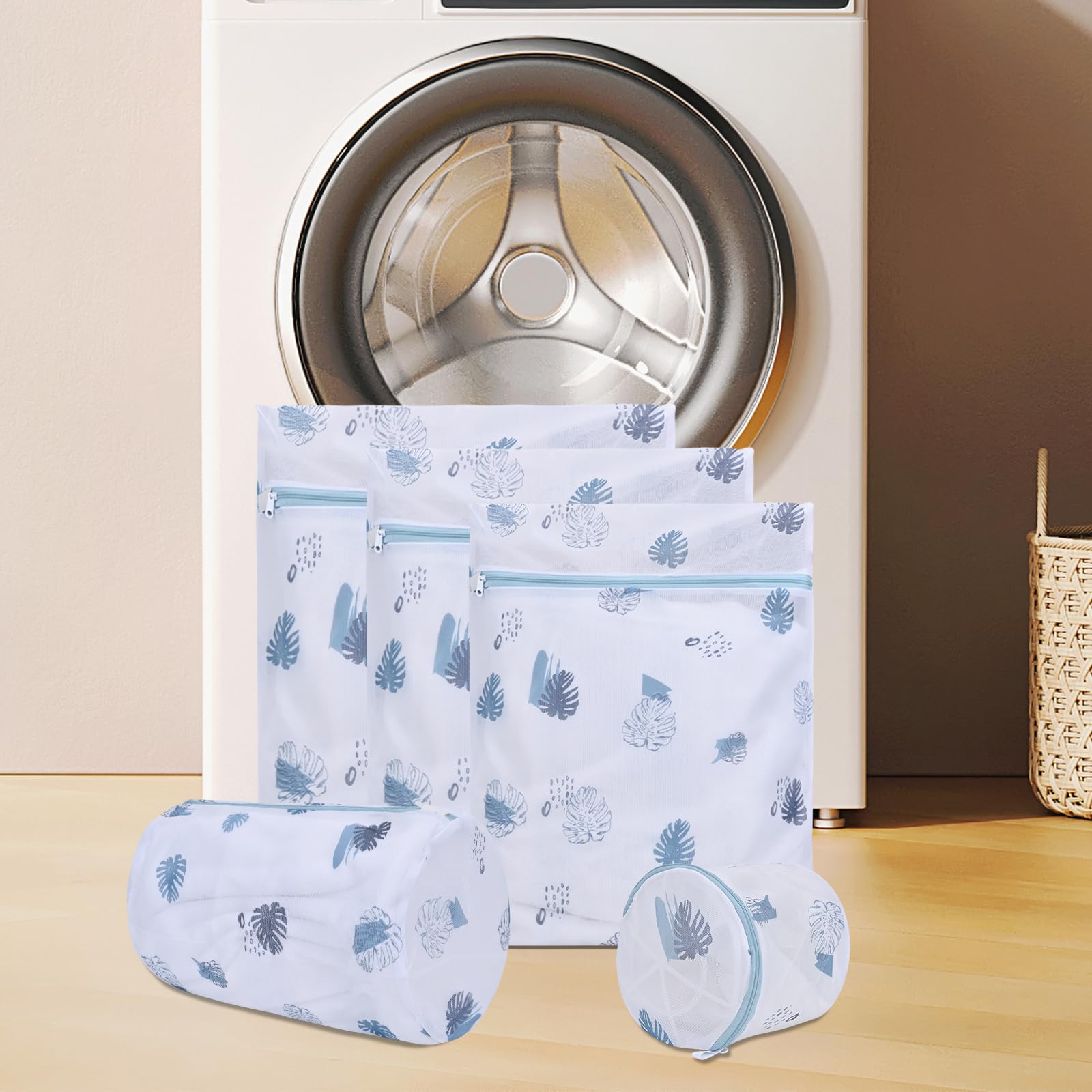 Durable Mesh Zipper Laundry Bags Machine Wash (5 Count)