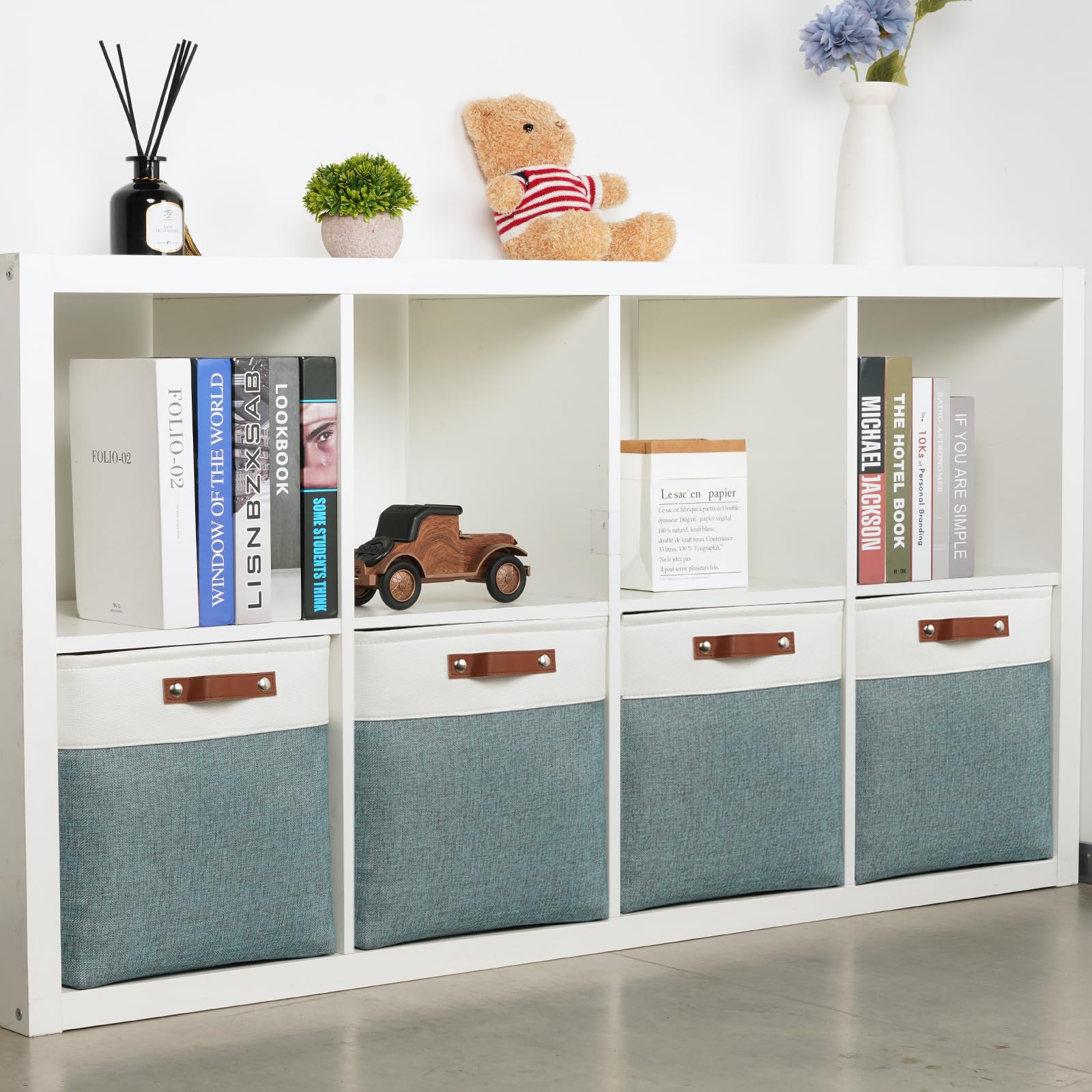 Storage Bins 4 Pack Of 13x13x13 Decorative Storage Cube Bins Suit Office (4 Count)