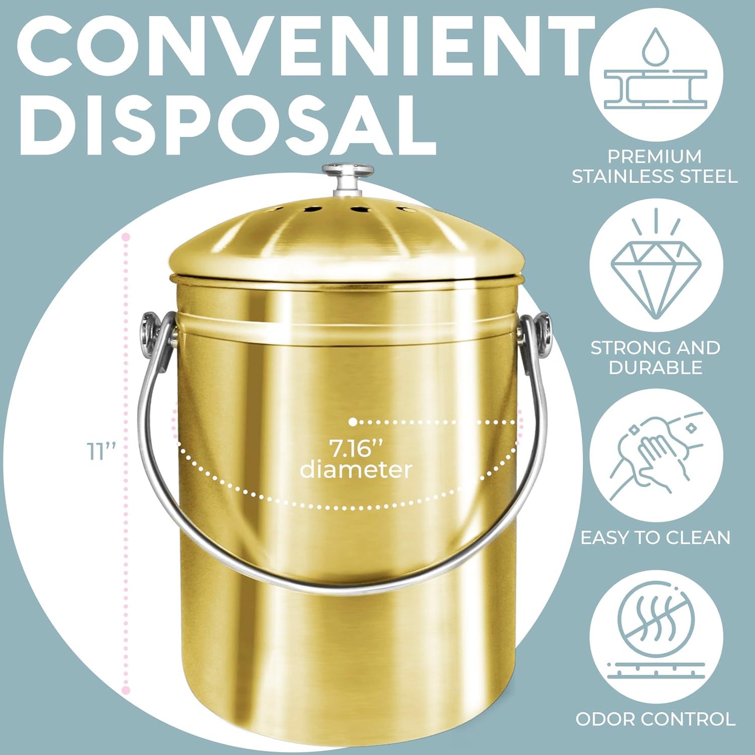 Kitchen Compost Bin for Kicthen Countertops