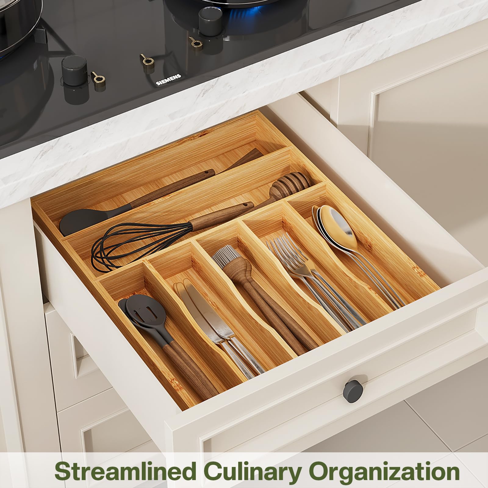 Bamboo Flatware Organizer 16.5×12.8