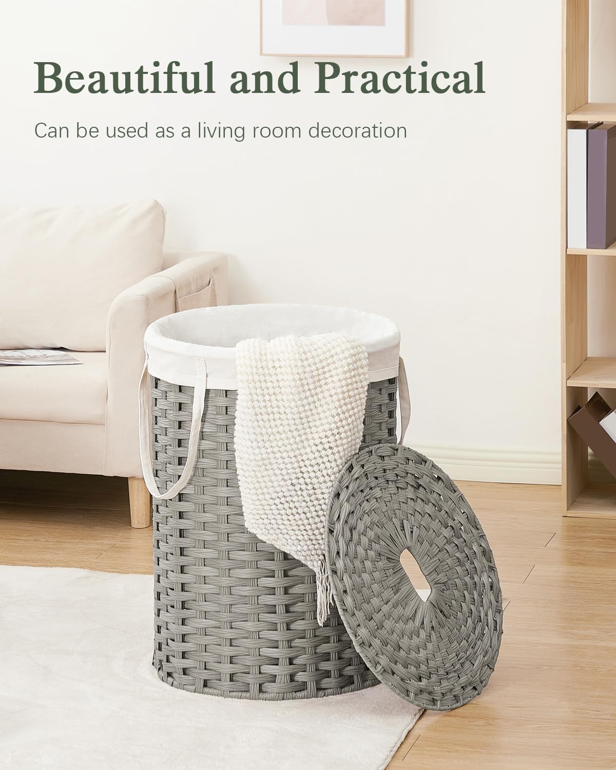Laundry Basket with Lid Round 29.1 Gal