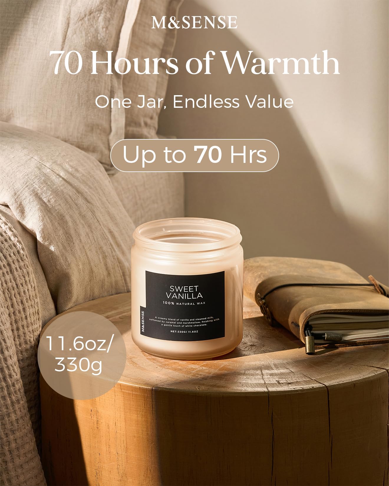 Sweet Vanilla Scented Candles for Home (11.6 Ounce)