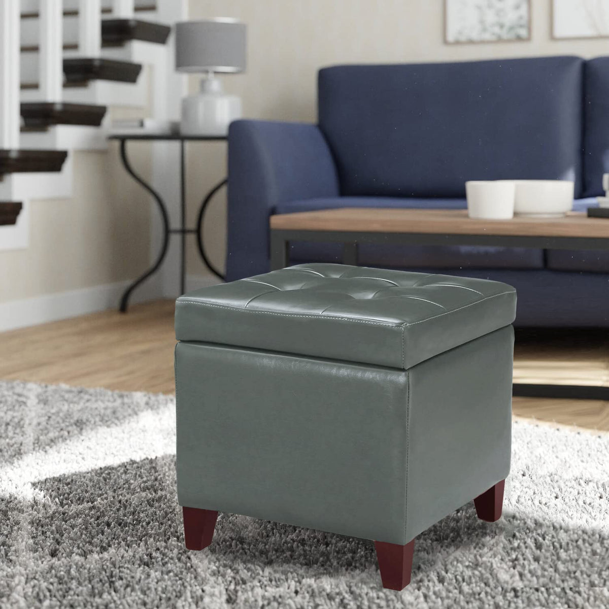 18" Square Storage Ottoman with Hinged Lid