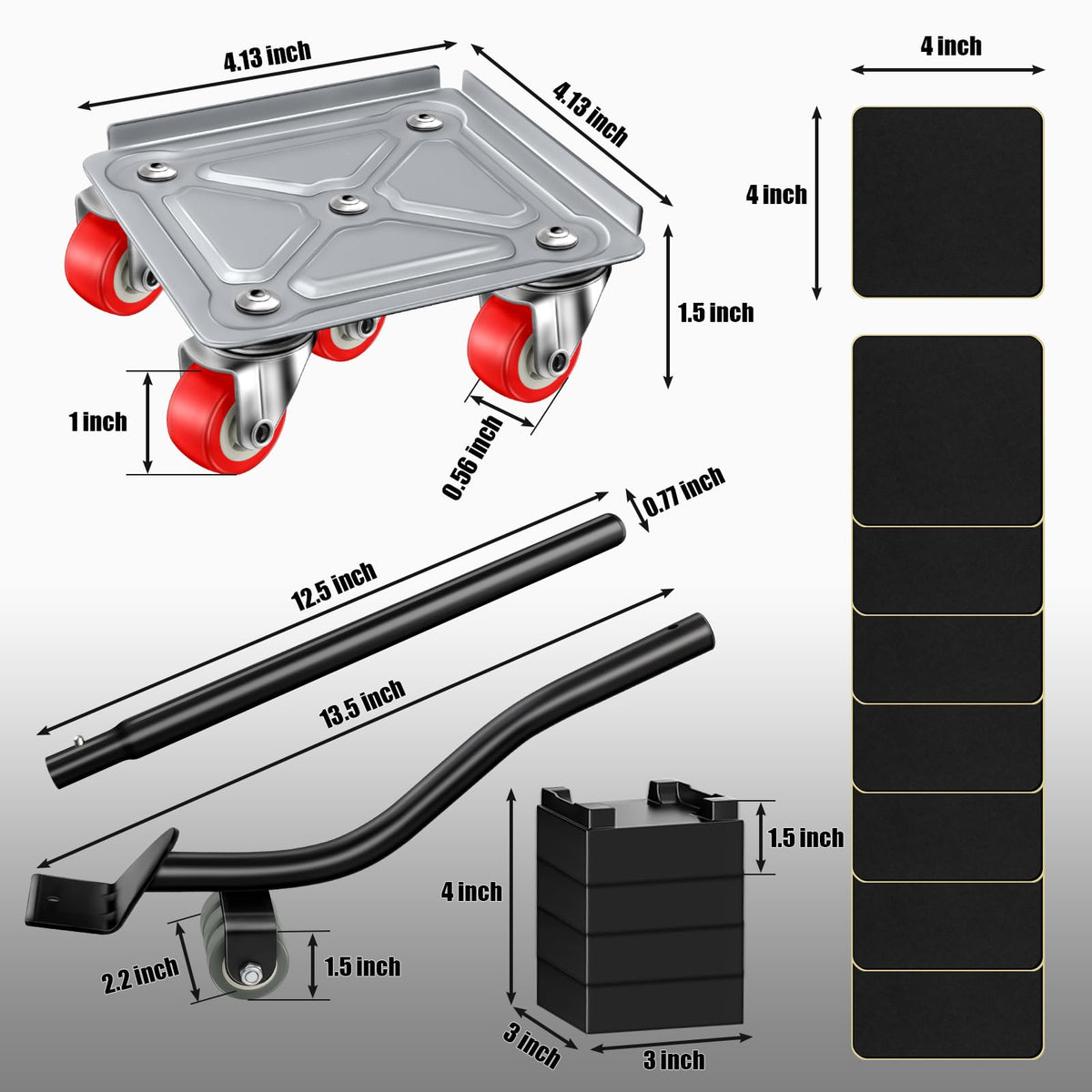 Furniture Dolly Furniture Sliders Furniture Movers with 5 Wheels Appliance Rollers Furniture Moving Wheels Furniture Movers Lifter Rollers for Heavy Duty Tool Furniture 1200lbs Load Capacity (4 Count)