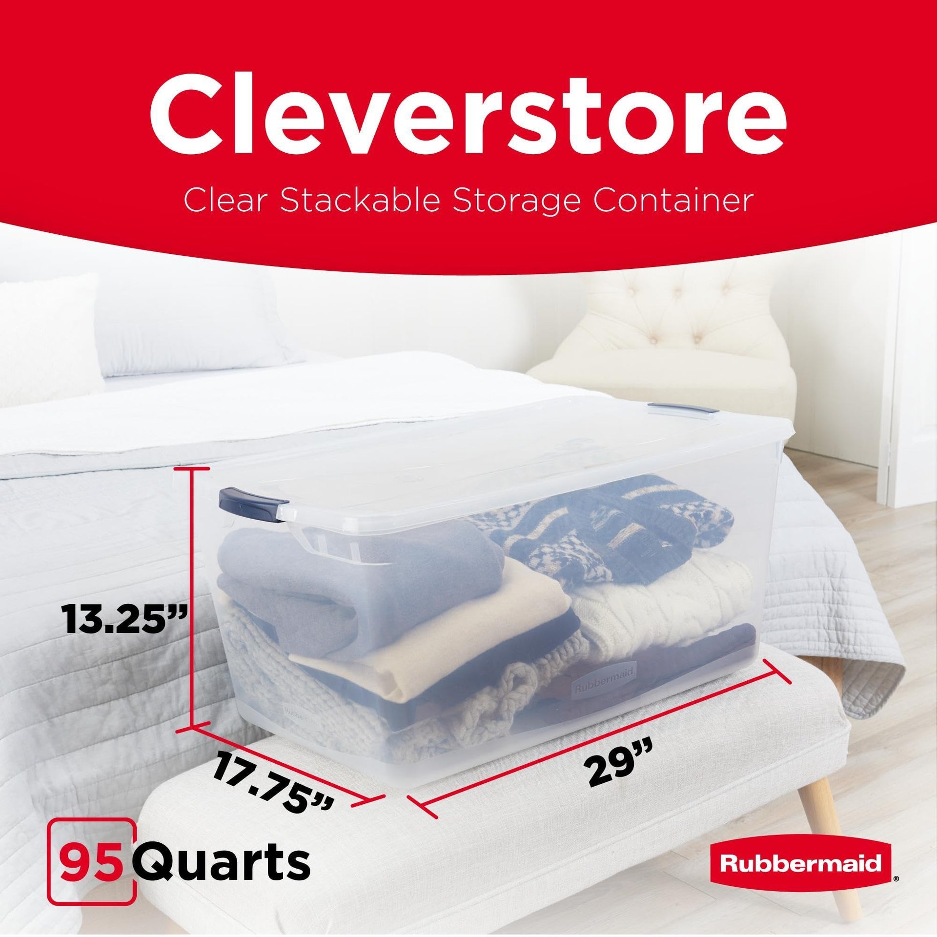 Cleverstore 95 Qt Clear Storage Bins with Lids (4 Count)
