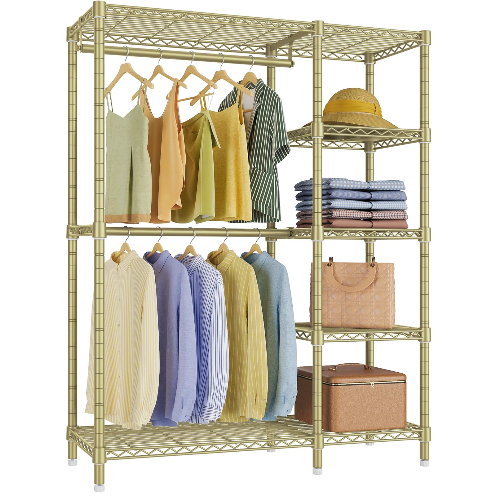 V7 Garment Rack with Shelves Portable Closet for Hanging Clothes