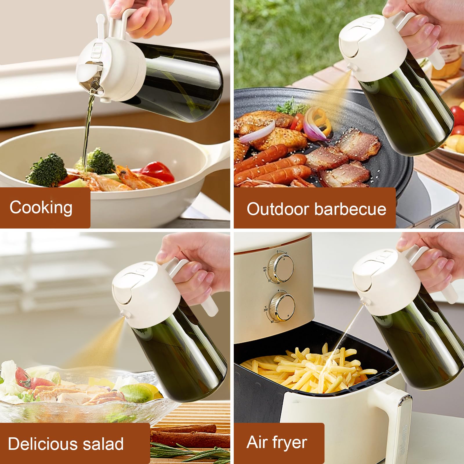 2PCS 16oz 470ml Oil Sprayer for Cooking with Stickers