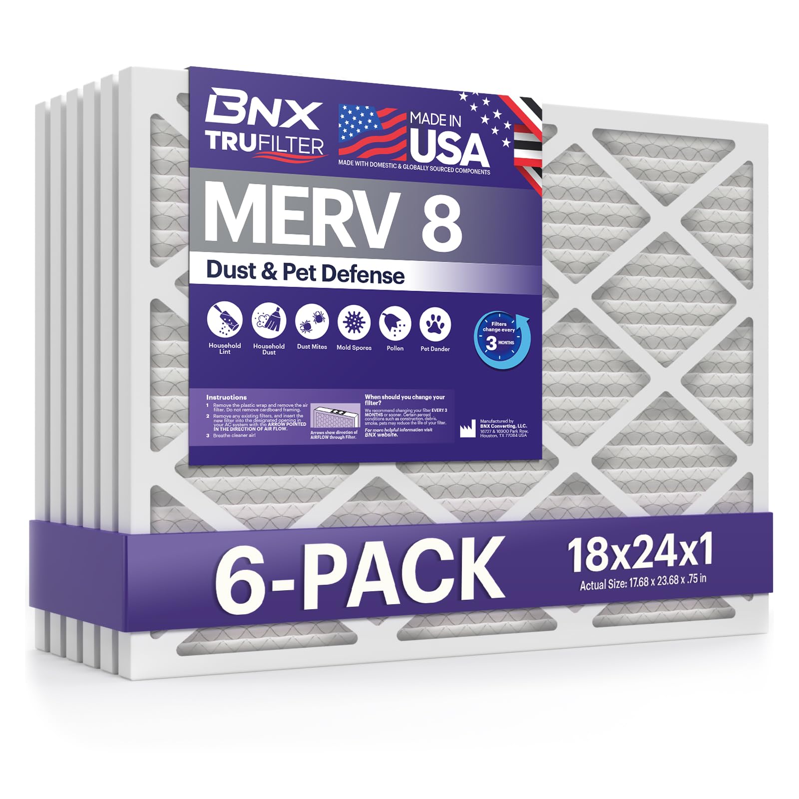 TruFilter 18x24x1 Air Filter MERV 8 (6 Count)