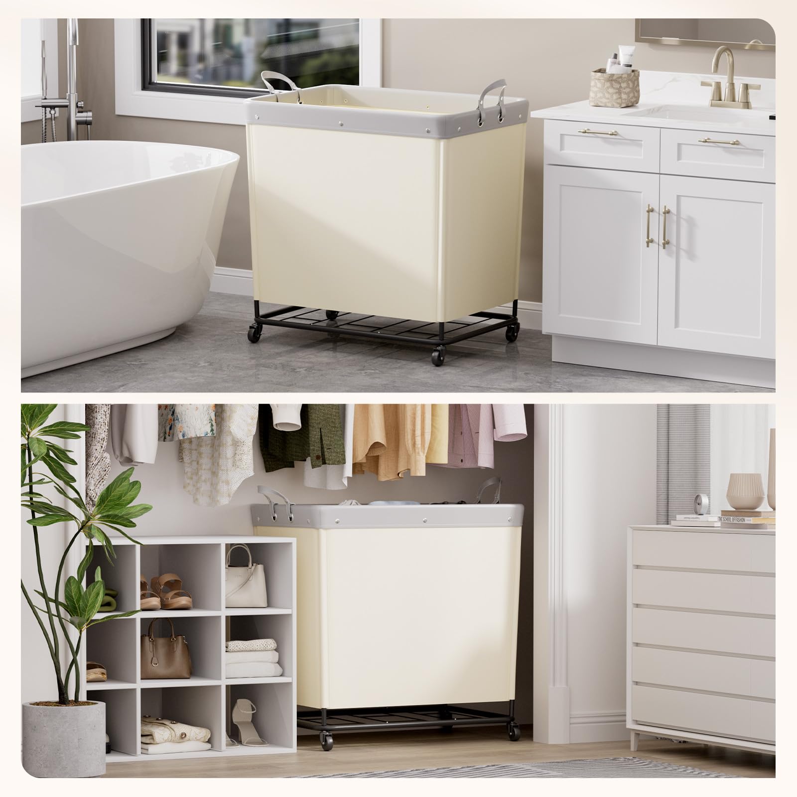 330L Heavy Duty Laundry Basket with Wheels and Handles