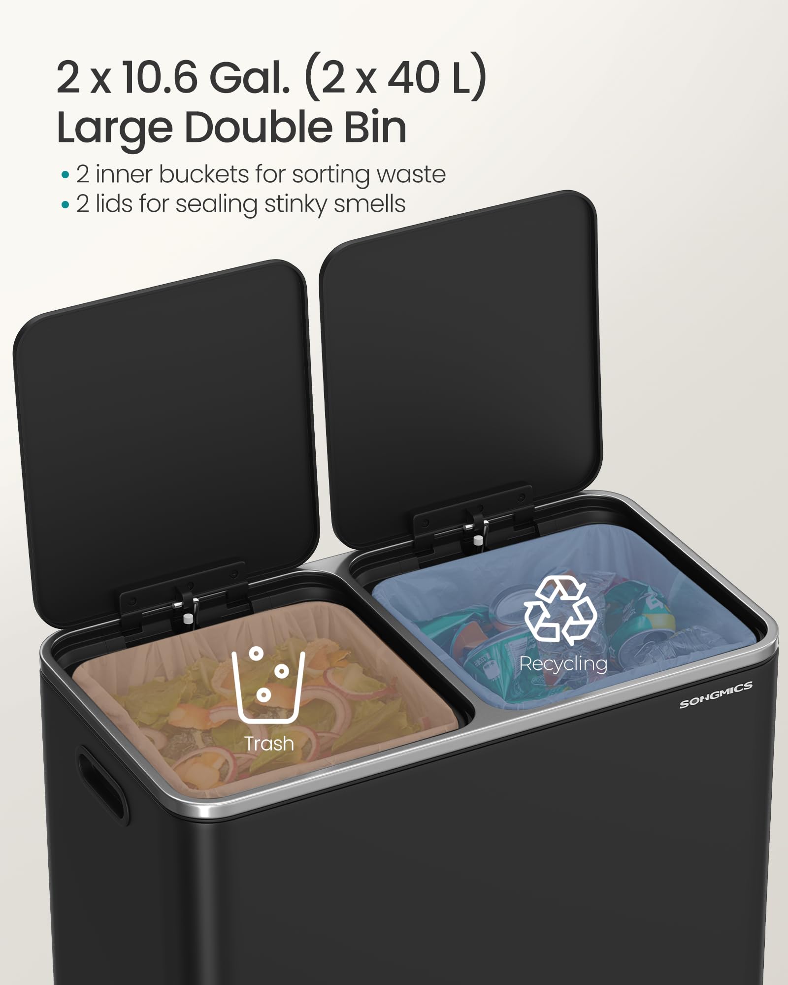 Trash Can 2 x 10.6 Gallon