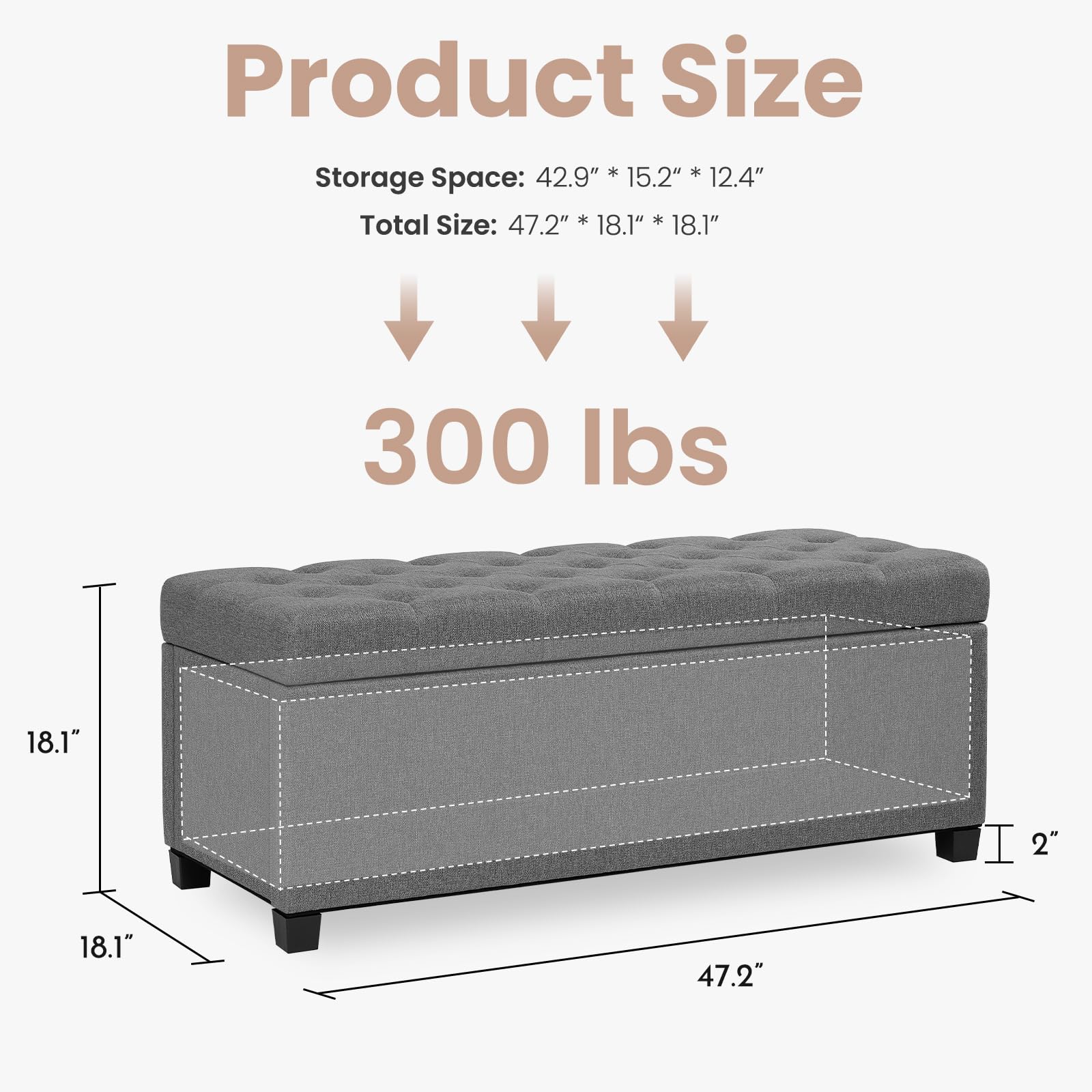 Storage Ottoman Bench for Bedroom
