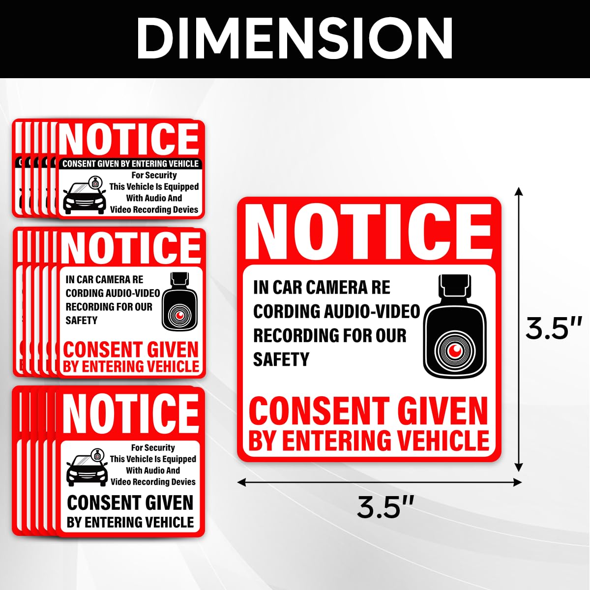 Pack 18 Pcs Notice Audio and Video Recording Sticker for House Vehicles Indoor Outdoor Window Caution Labels Warning Security Signs Bumper Stickers Vinyl Decals Home Accessories (18 Count)