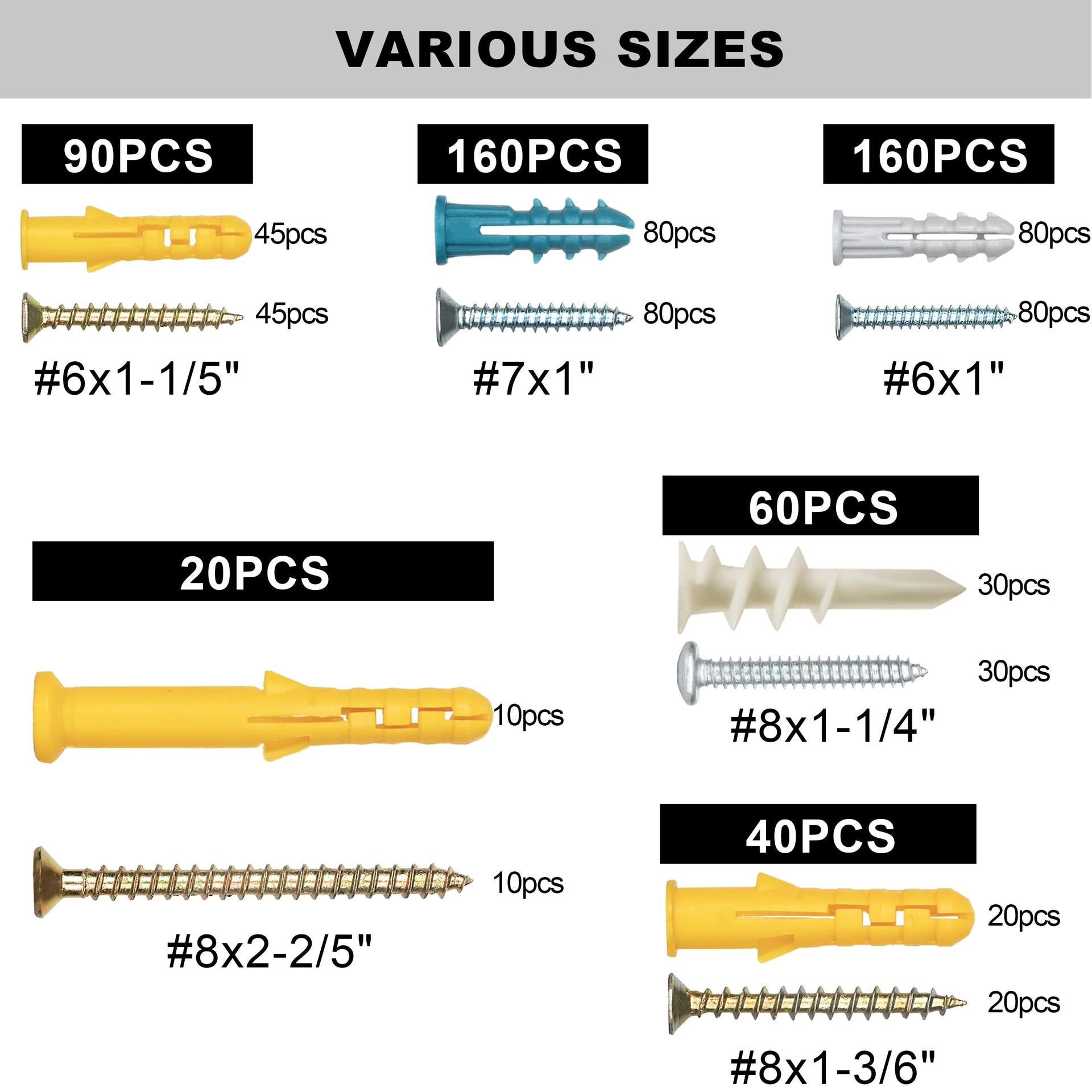 510Pcs Wall Hanging Kit with Anchors and Screws