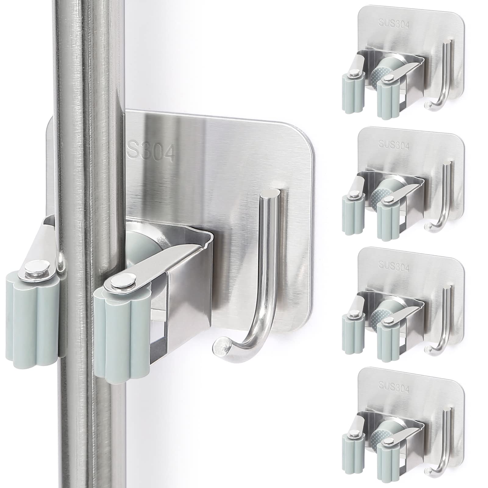 Stainless Steel Broom Holder (4 Count)