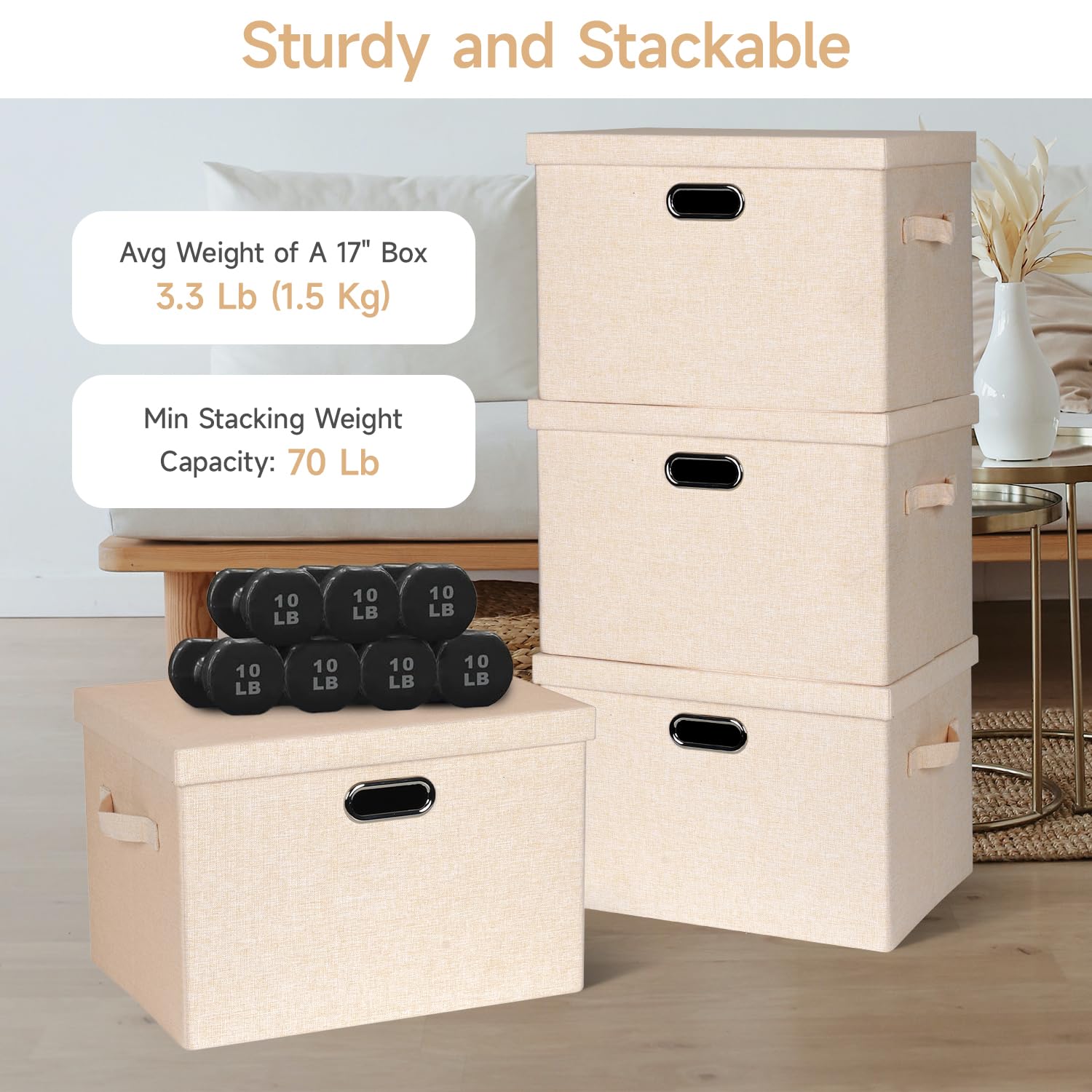 Storage Bins with Lids Fabric Closet Organizers Cubes Office Organization (3 Count)