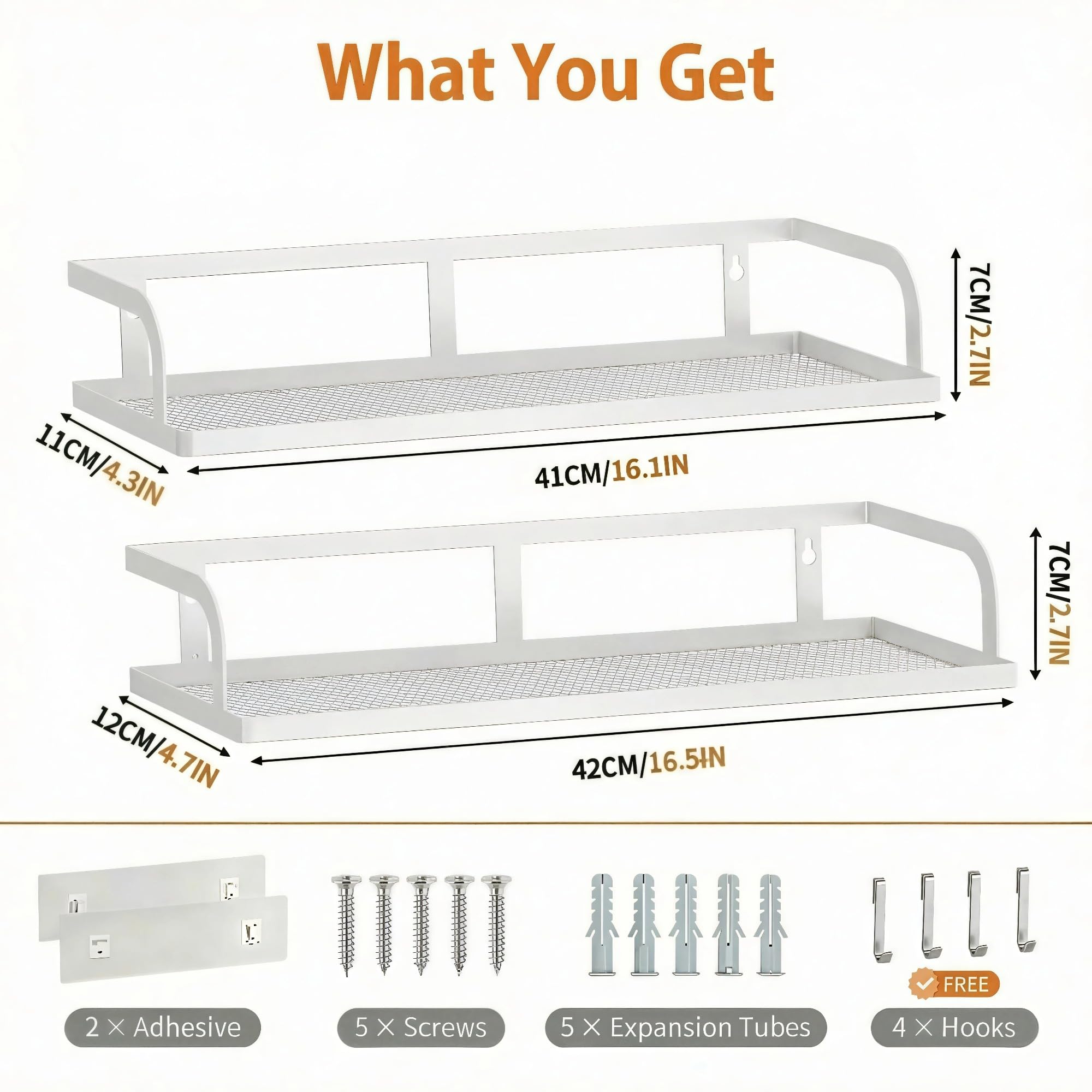 2 Pack 16.5" Extra Long Slim Hollowout Shower Caddy (2 Count)