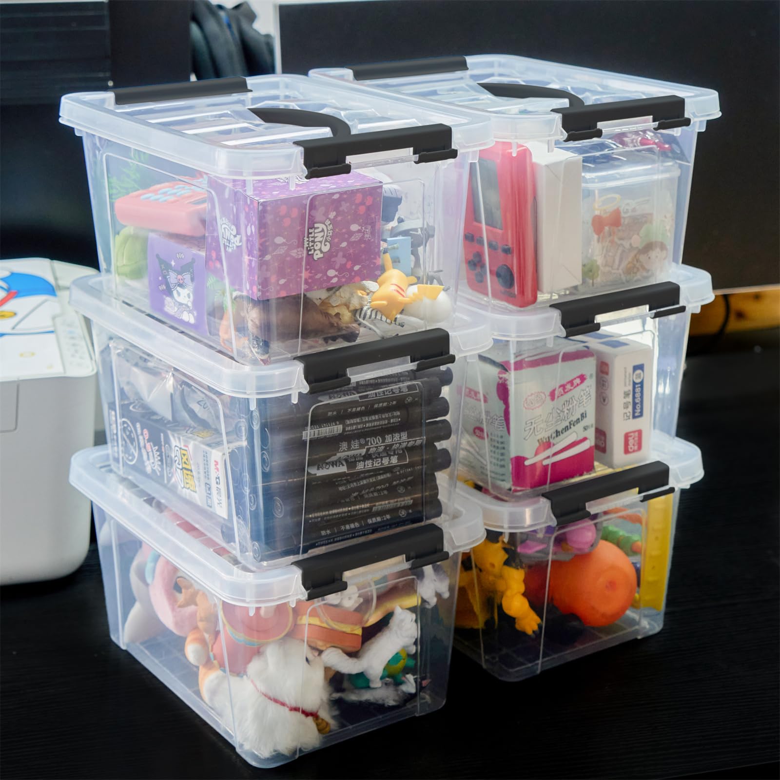 6 Quart Plastic Stackable Storage Latch Bins (6 Count)