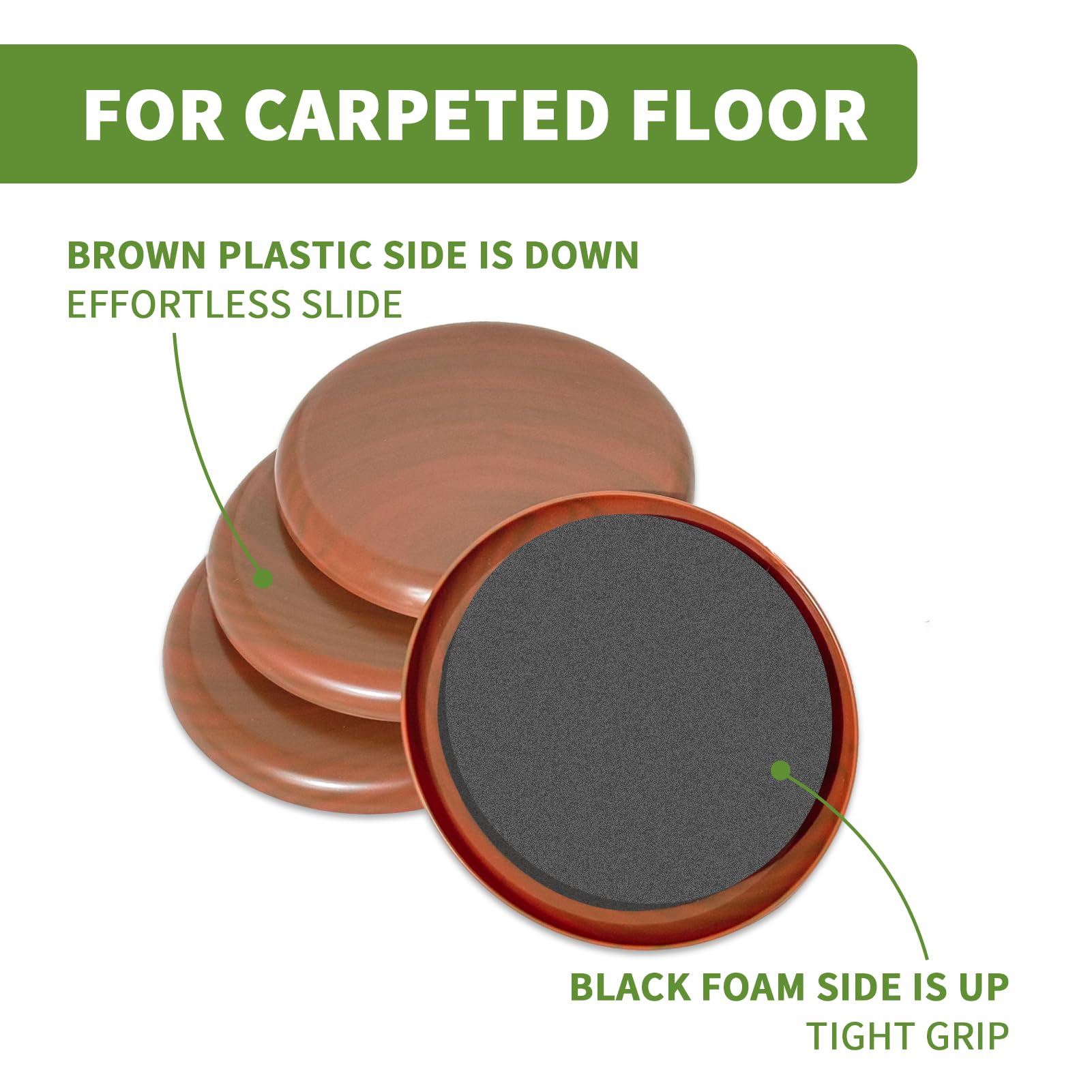 Furniture Sliders for Carpet 8 PCS (8 Count)