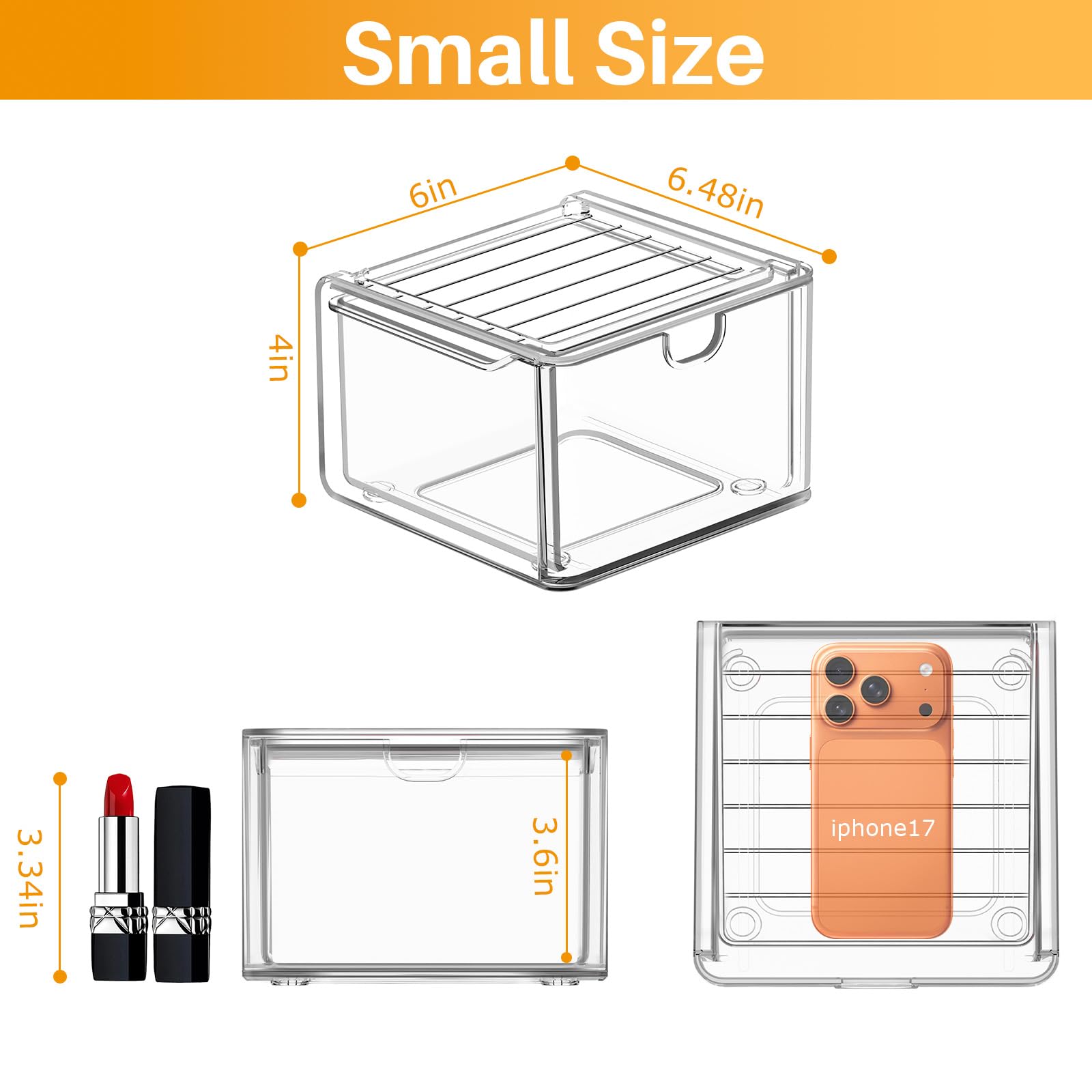 6 Pack Stackable Acrylic Storage Drawers (6 Count)