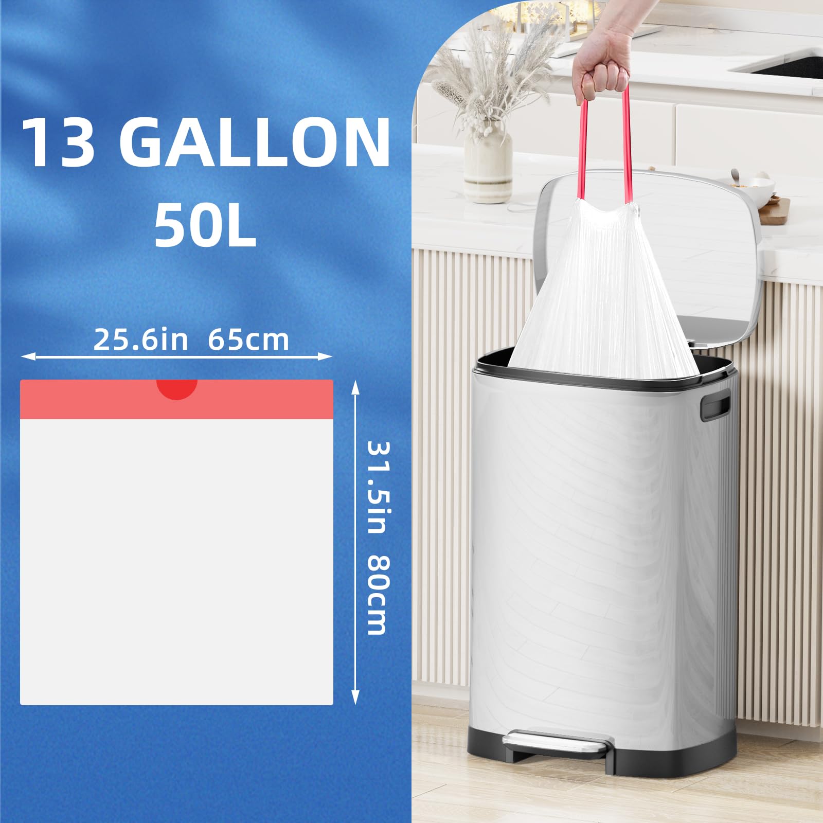 13.2 Gallon Tall Kitchen Drawstring Trash Bags (120 Count)