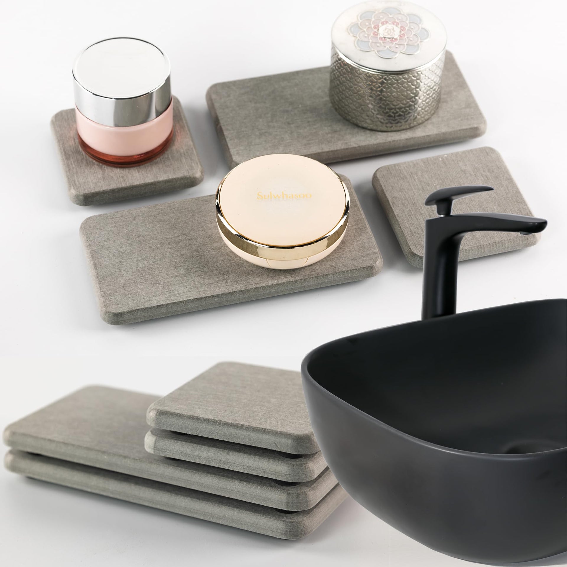 Set of 4 Water Absorbent Diatomite Coasters (4 Count)
